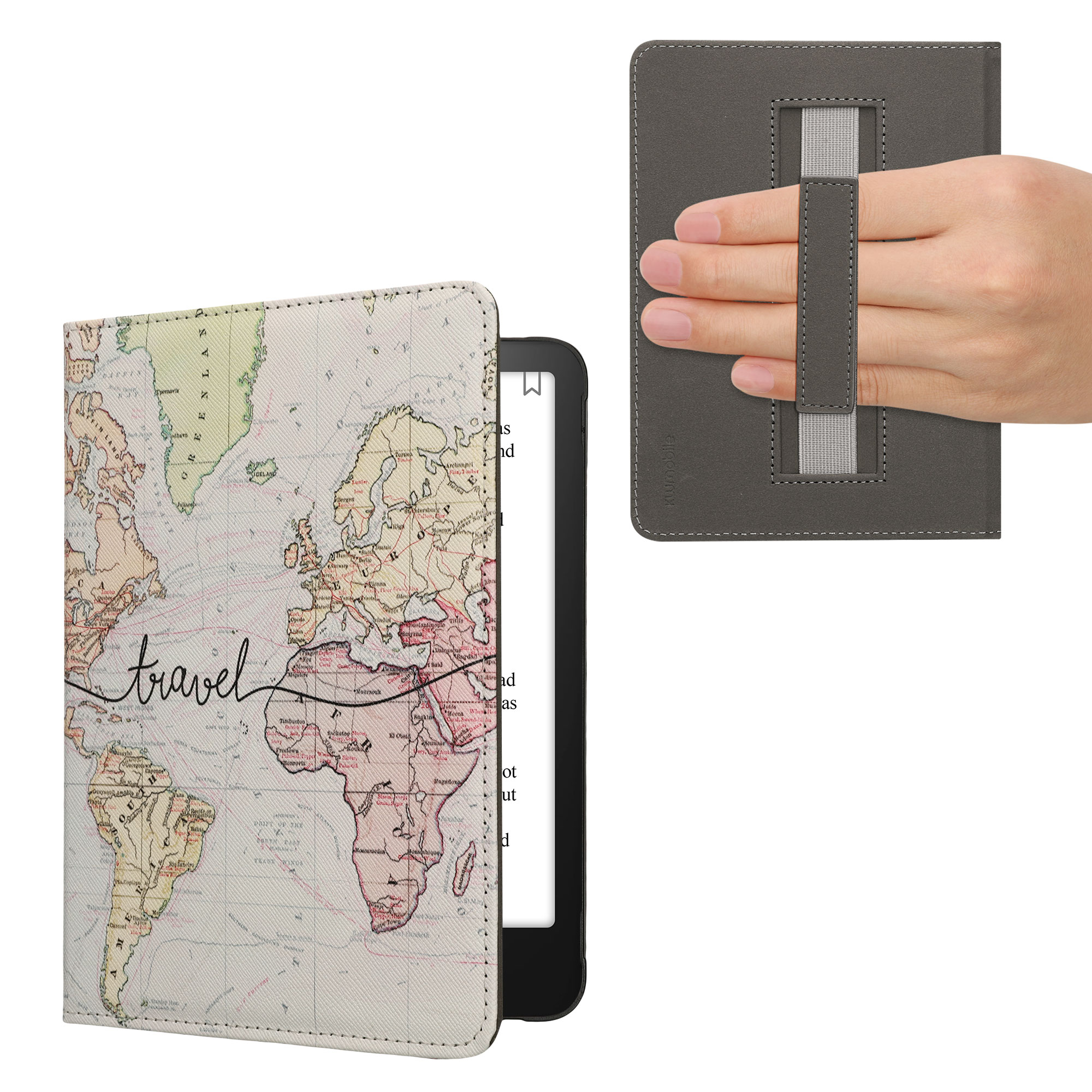 Pouzdro na čtečku kwmobile Kindle Paperwhite 2024 / Colorsoft - Travel - černá / multicolor
