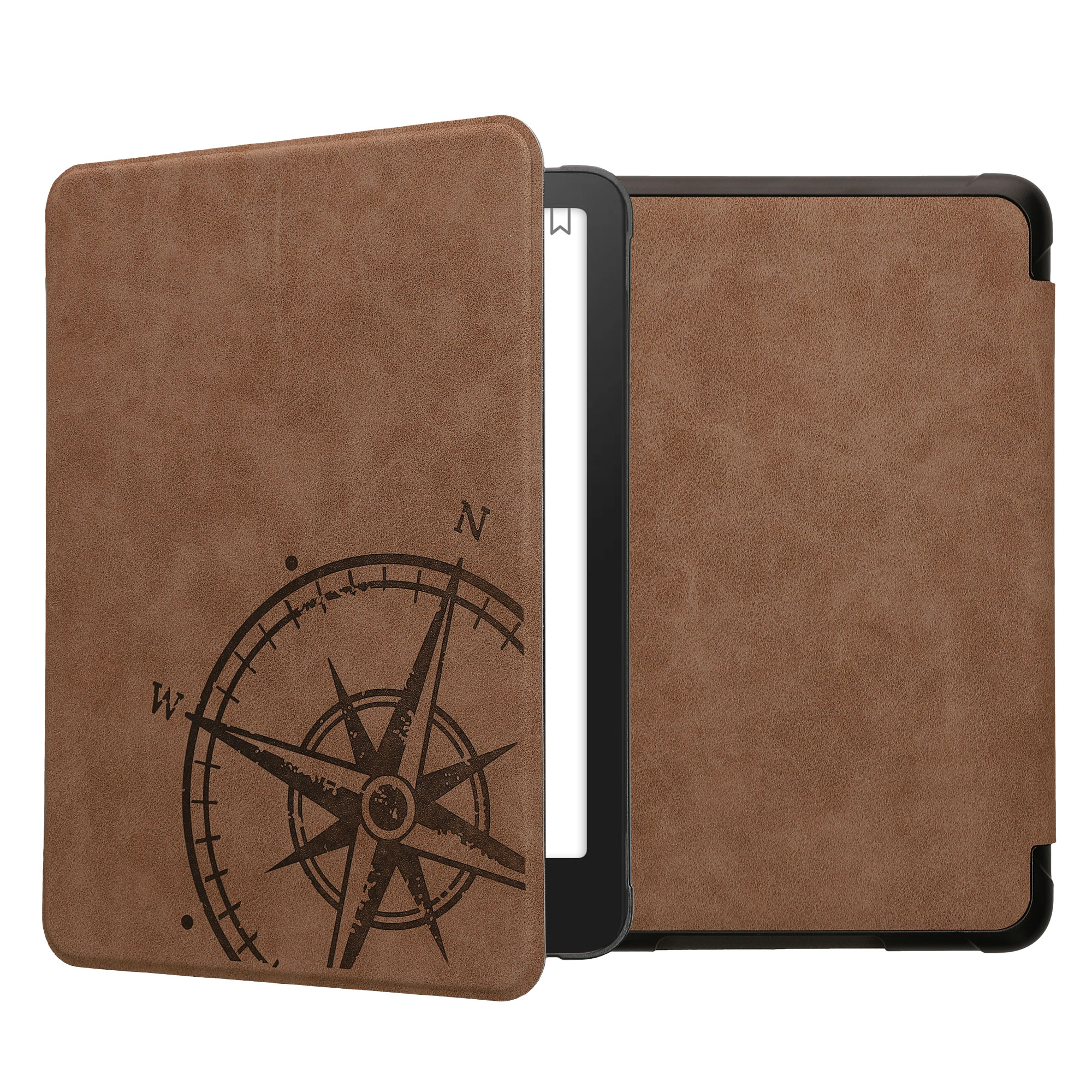 Pouzdro na čtečku kwmobile Kindle Paperwhite 2024 / Colorsoft - Navigational Compass hnědá