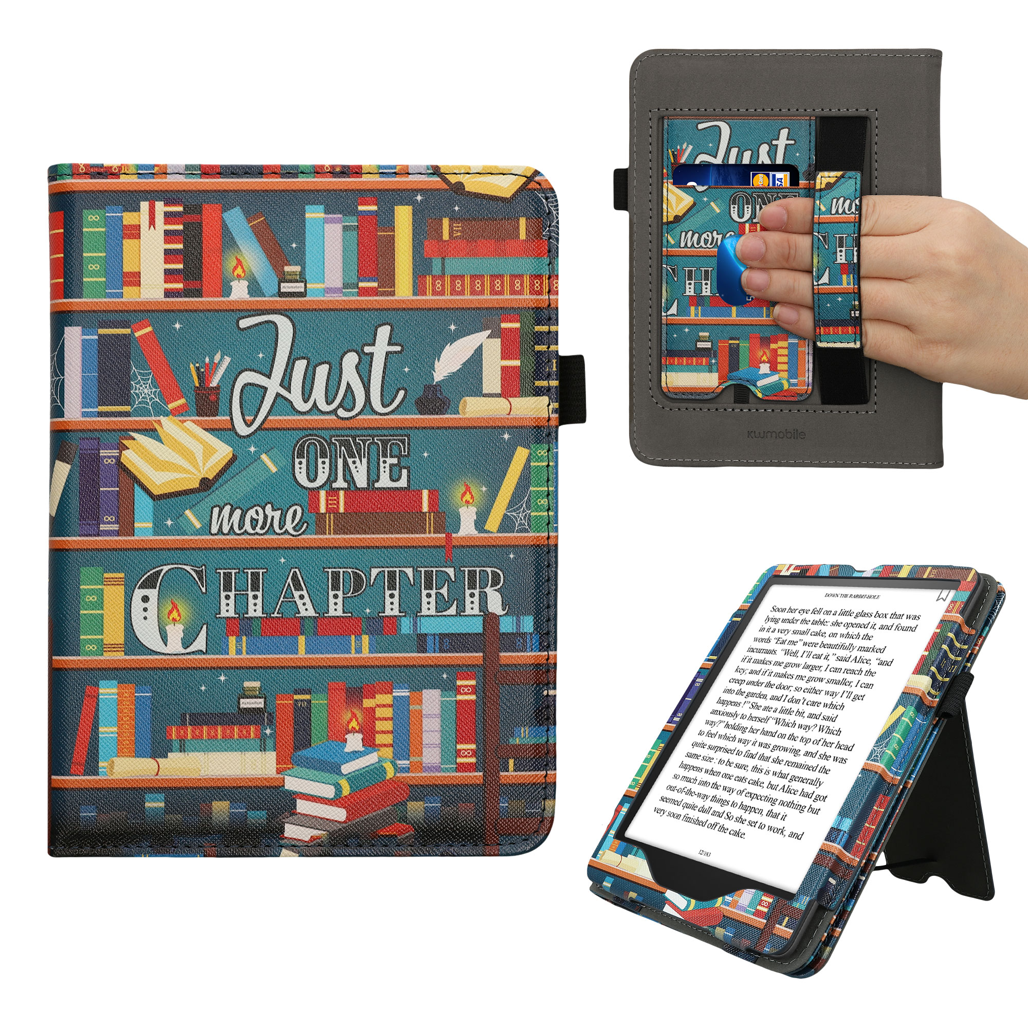 Pouzdro na čtečku kwmobile Kindle Paperwhite 2024 / Colorsoft - Library Motto multicolor