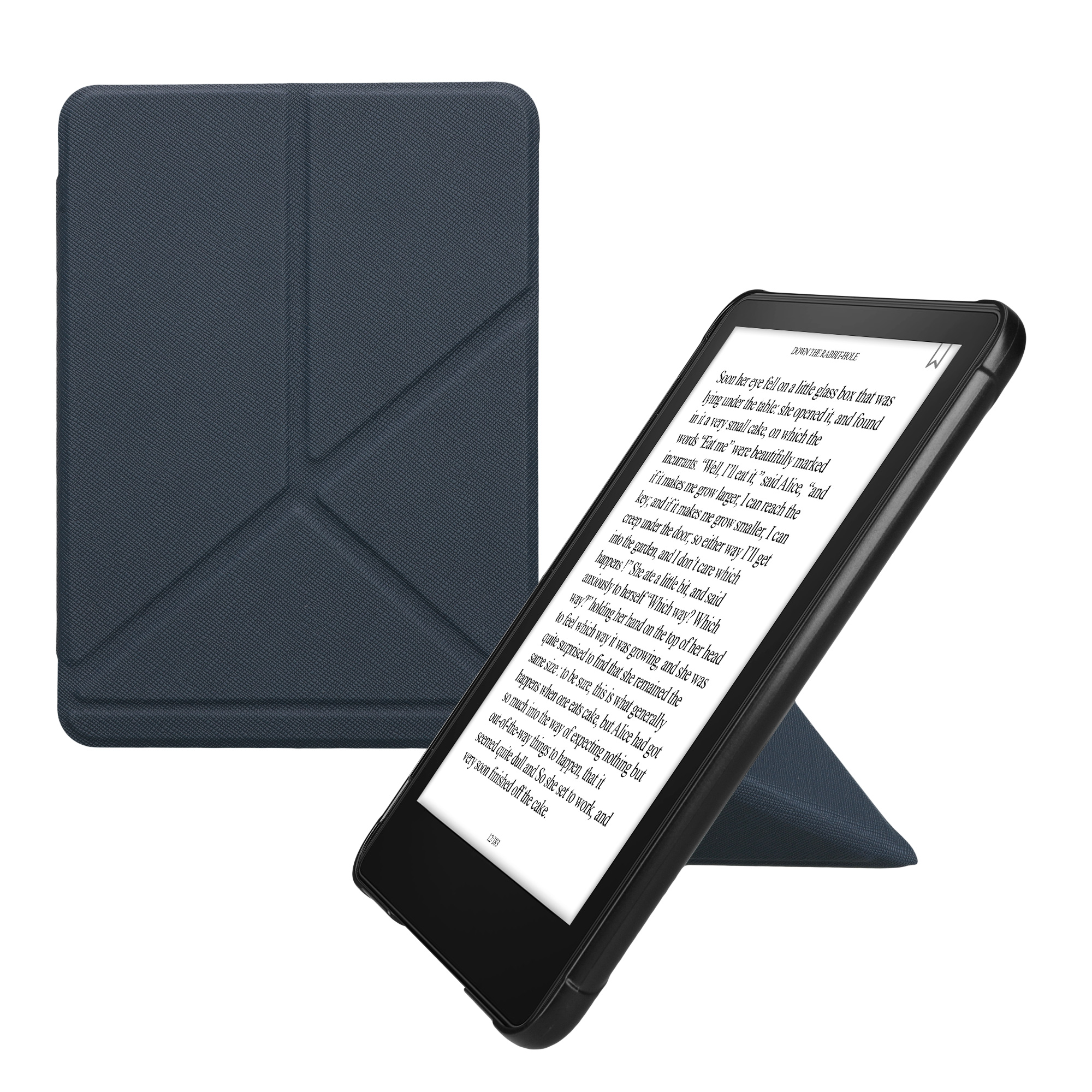 Obal pro Amazon Kindle Paperwhite (2024)/Colorsoft kwmobile se stojánkem tenké z eko kůže - tmavě modrá