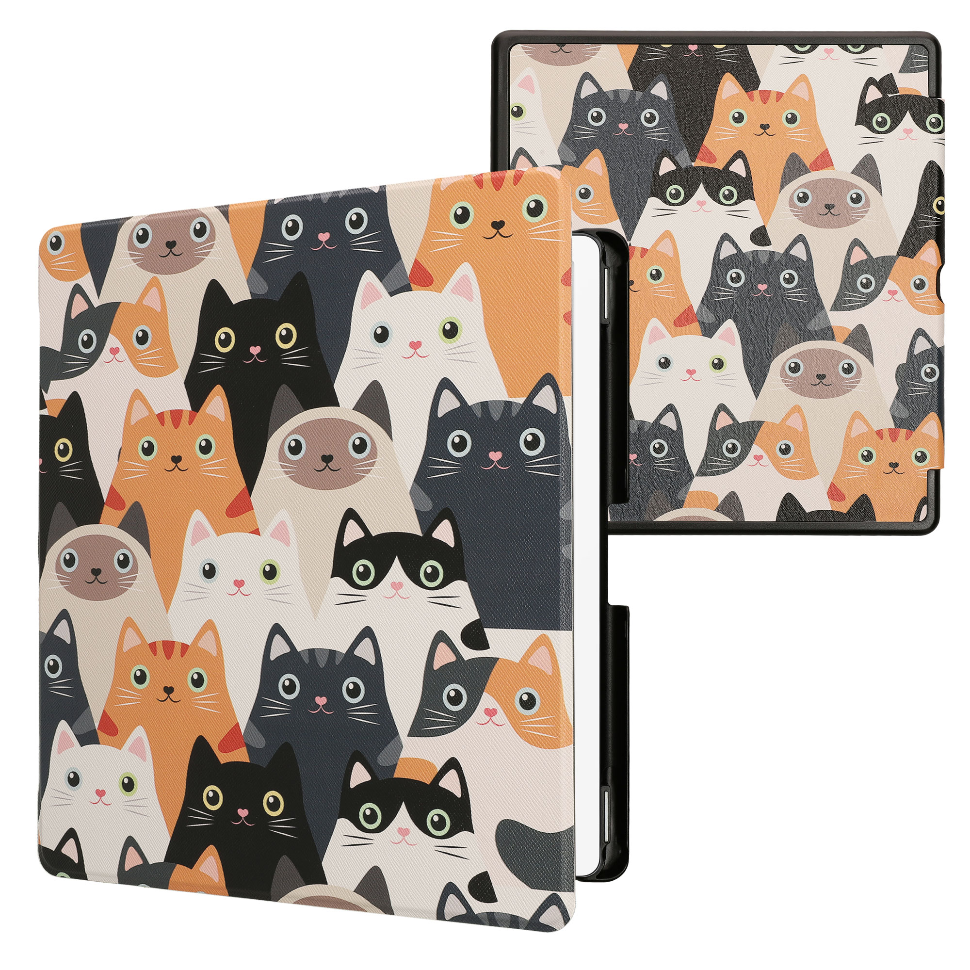 Pouzdro na čtečku kwmobile Kindle Scribe 2024 - Cats - oranžová / černá / bílá