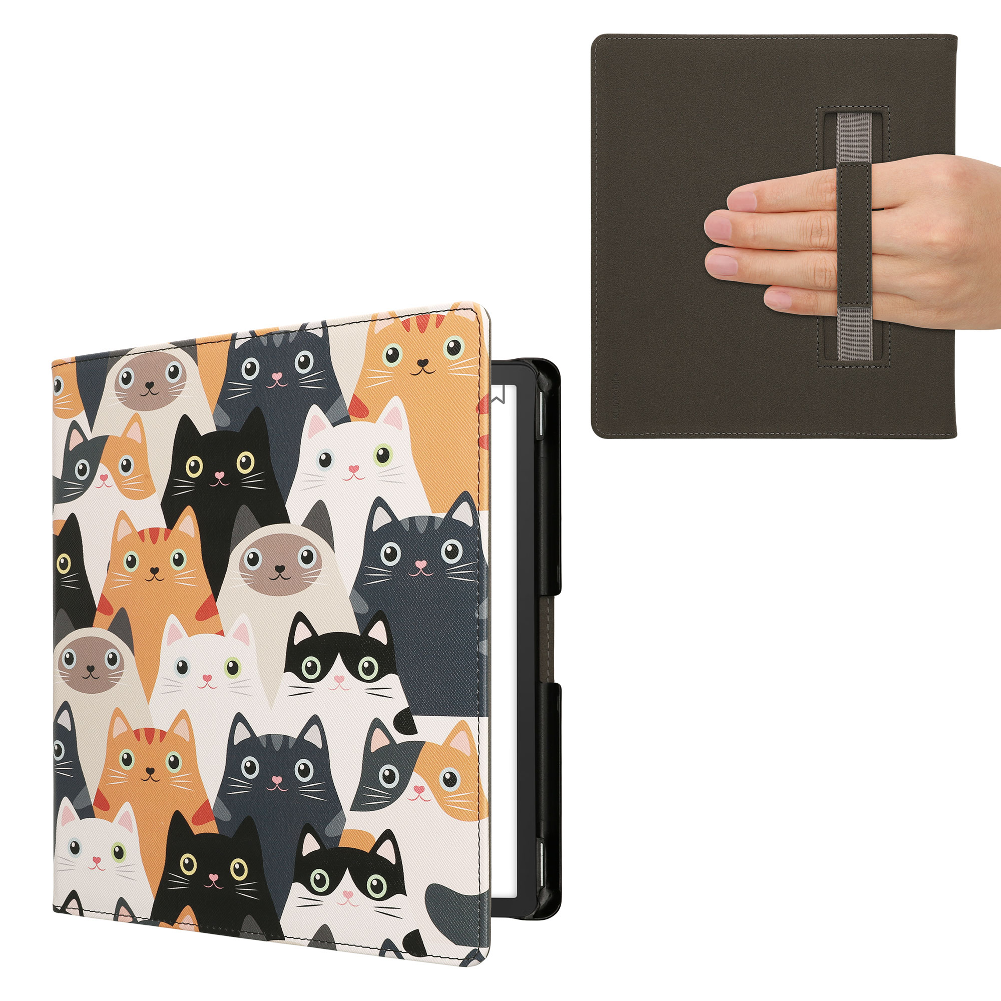 Pouzdro na čtečku kwmobile Kindle Scribe 2022/2024 - Cats - oranžová / černá / bílá