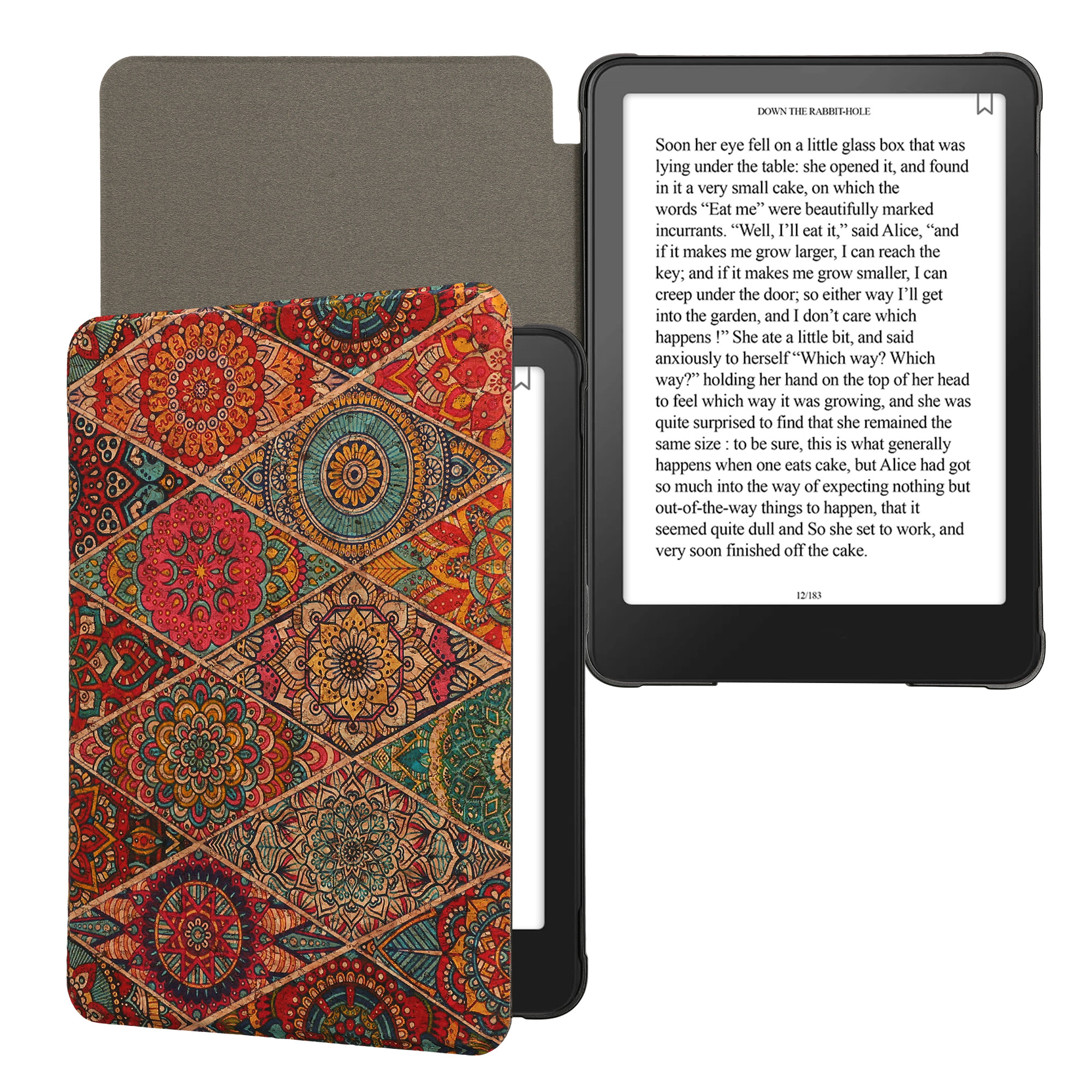 Pouzdro na čtečku kwmobile Kindle Paperwhite 2024 / Colorsoft - Fractions tmavě růžová / červená / modrá
