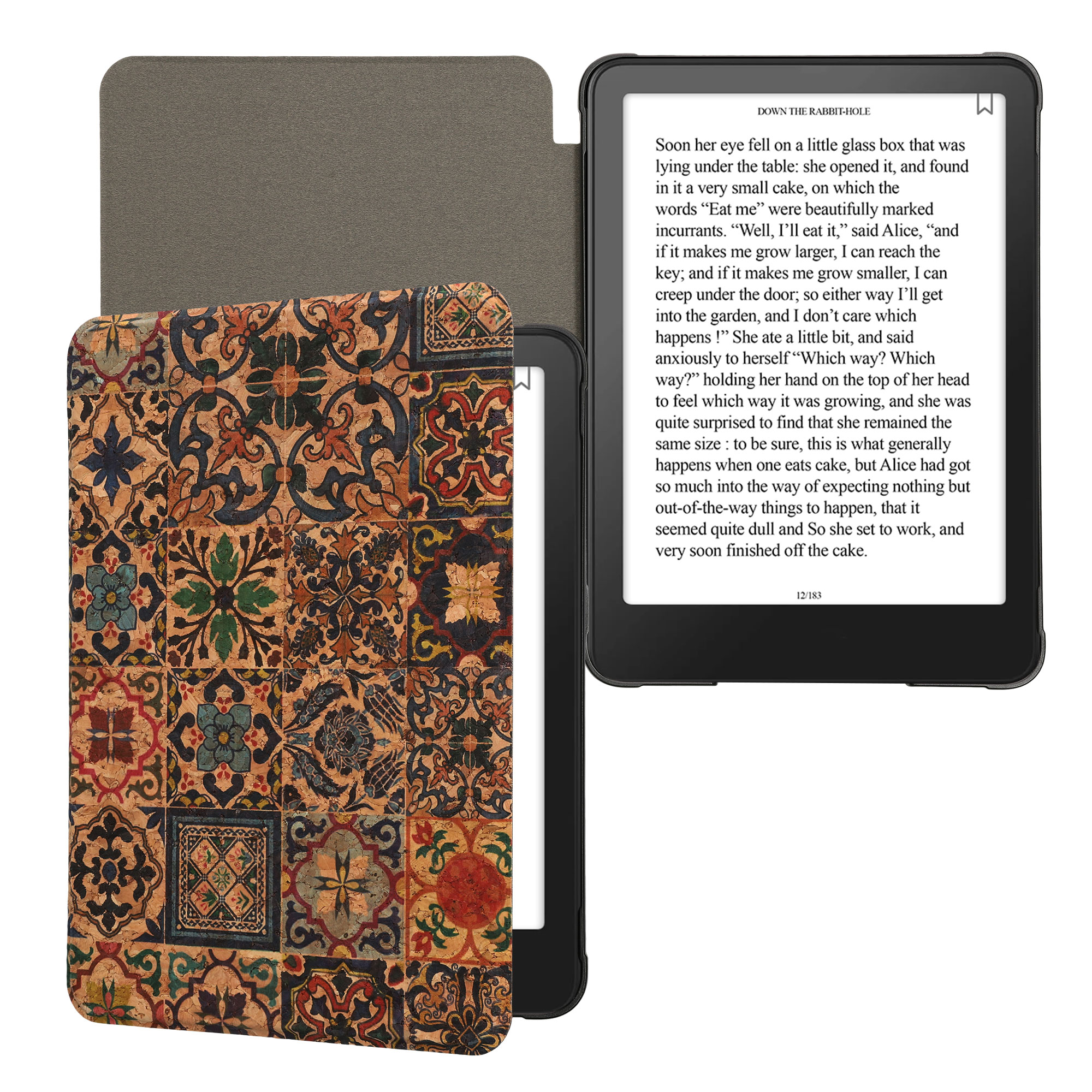Pouzdro na čtečku kwmobile pro Amazon Kindle Paperwhite (2024)/Colorsoft - vzor hnědá / modrá / červená