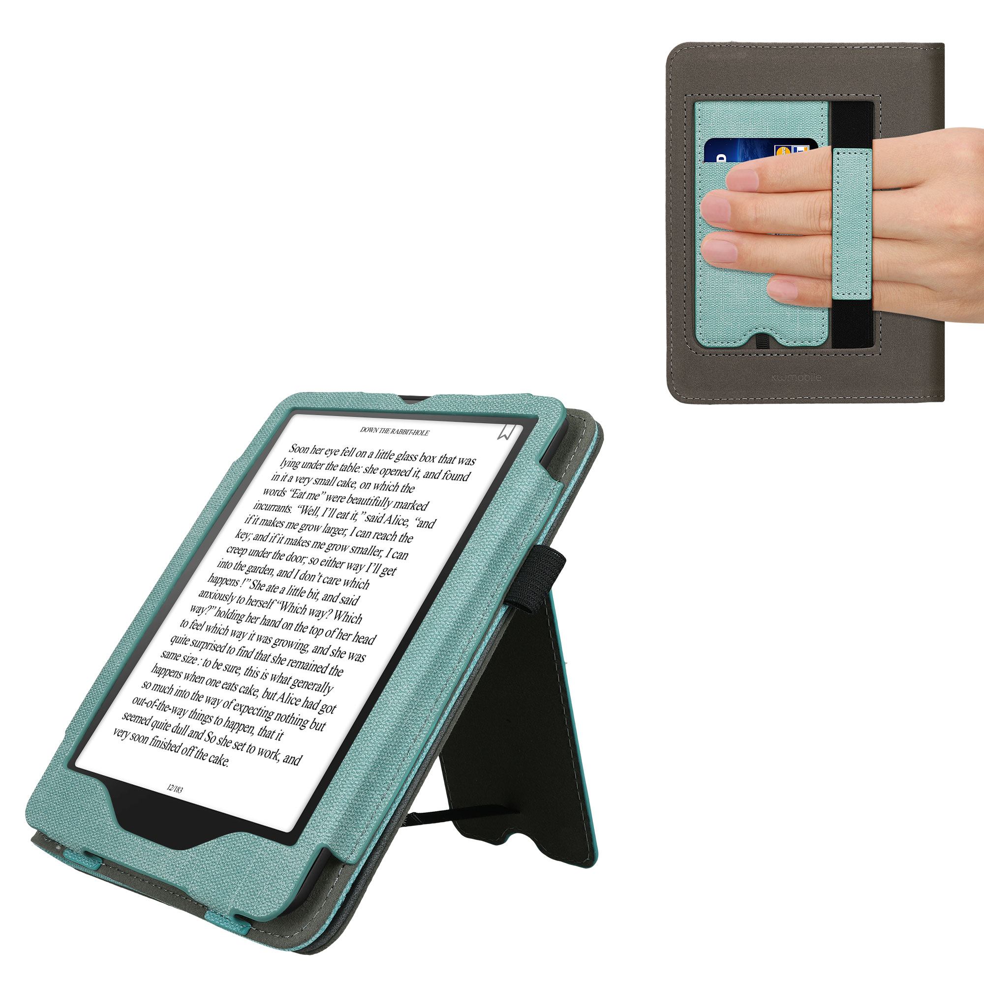 Pouzdro na čtečku kwmobile Kindle Paperwhite 2024 / Colorsoft - mint / tmavě šedá