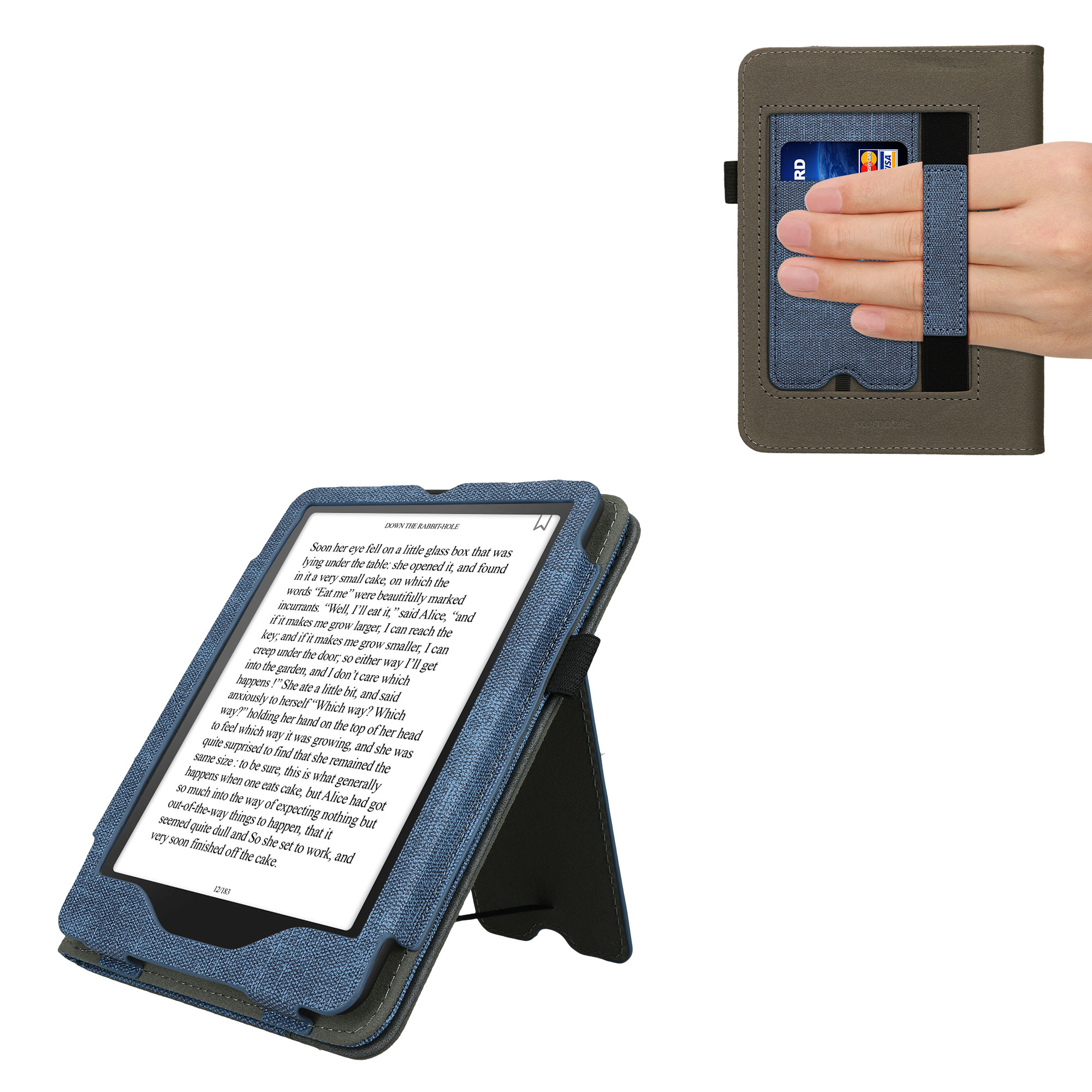 Pouzdro na čtečku kwmobile Kindle Paperwhite 2024 / Colorsoft - tmavě modrá / tmavě šedá