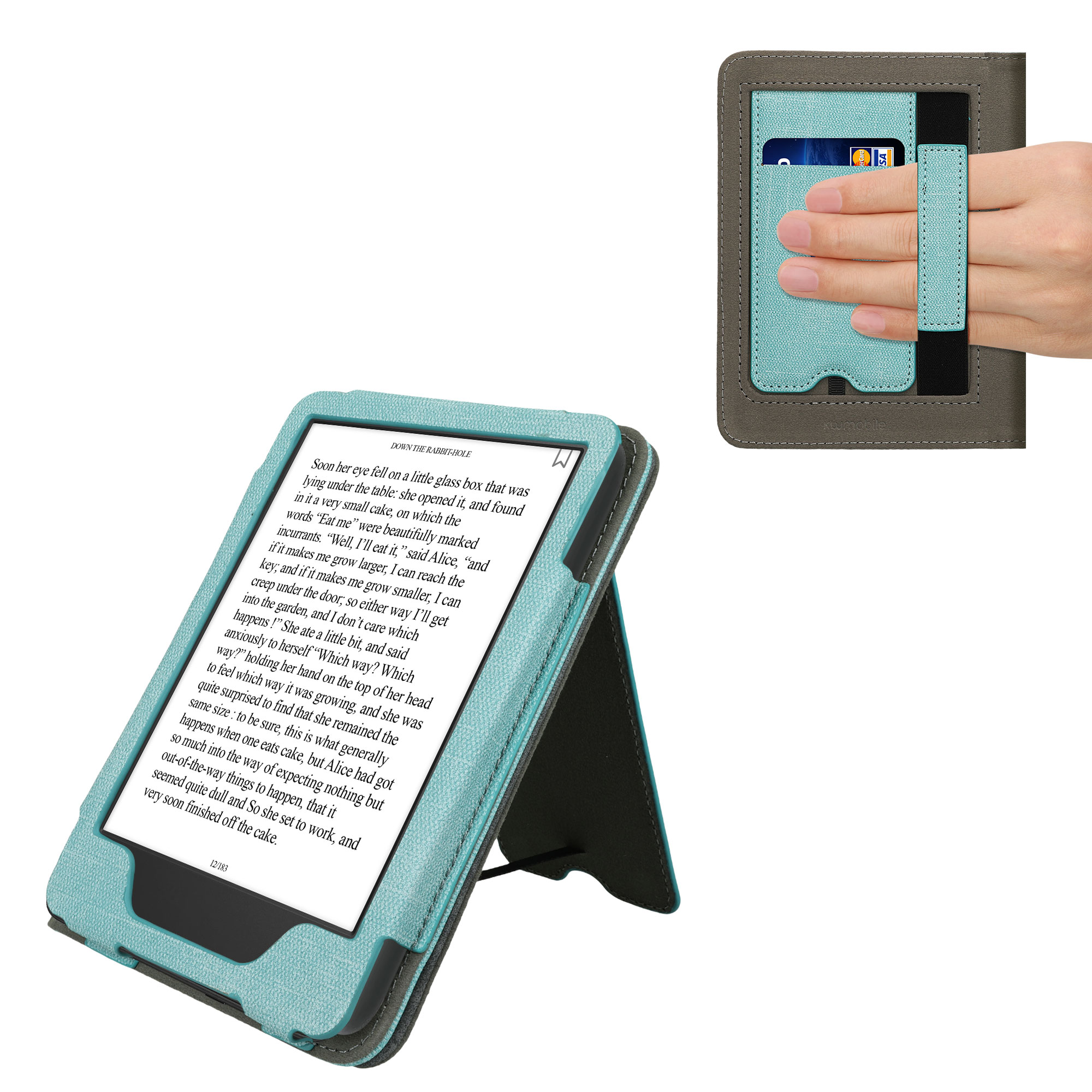 Pouzdro na čtečku kwmobile pro Amazon Kindle (2022/2024) - mátová / tmavě šedá