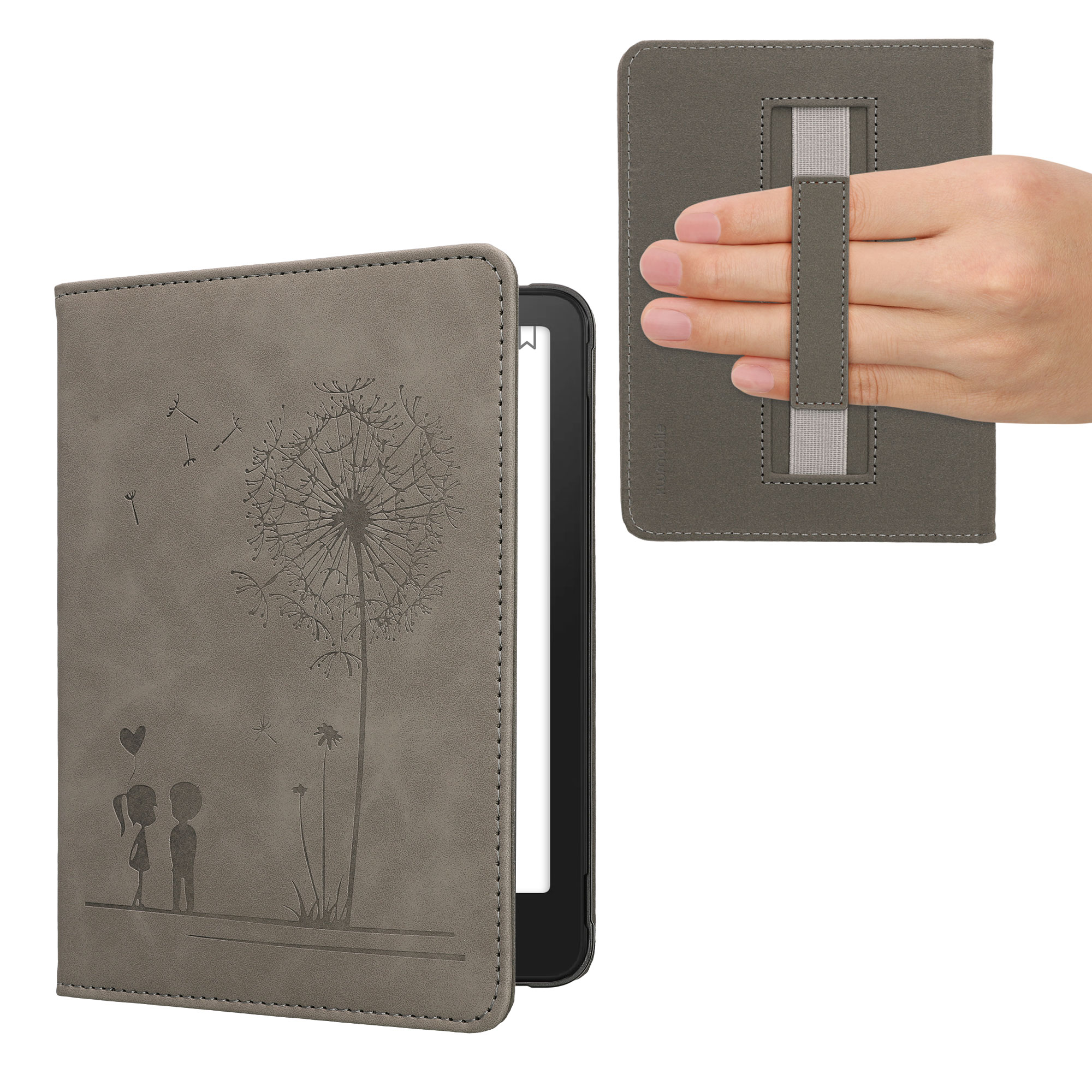 Pouzdro na čtečku kwmobile Kindle Paperwhite 2024 / Colorsoft - Dandelion Love šedá