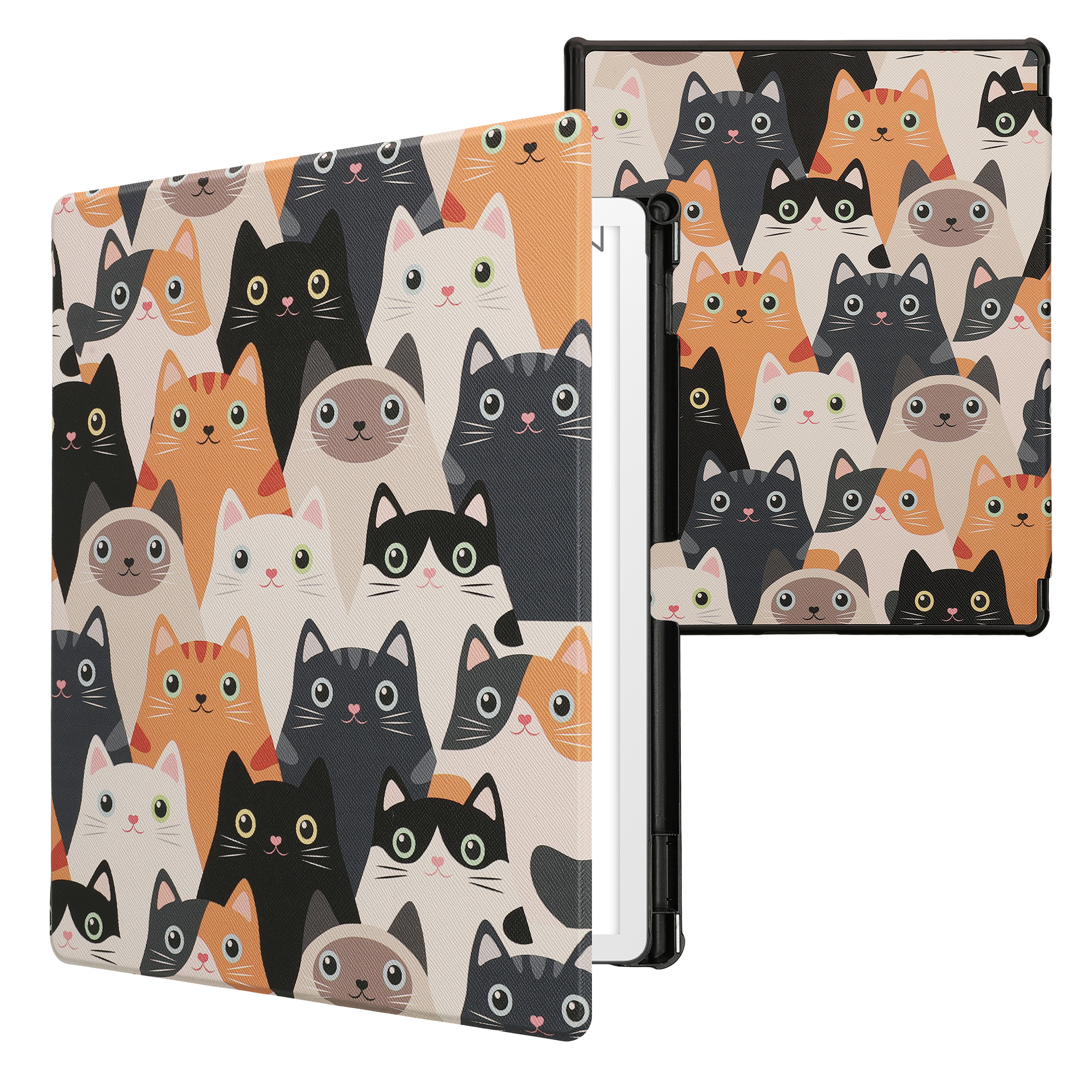 Obal pro Amazon Kindle Scribe 11" (2025) kwmobile - motiv kočky, oranžová / černá / bílá