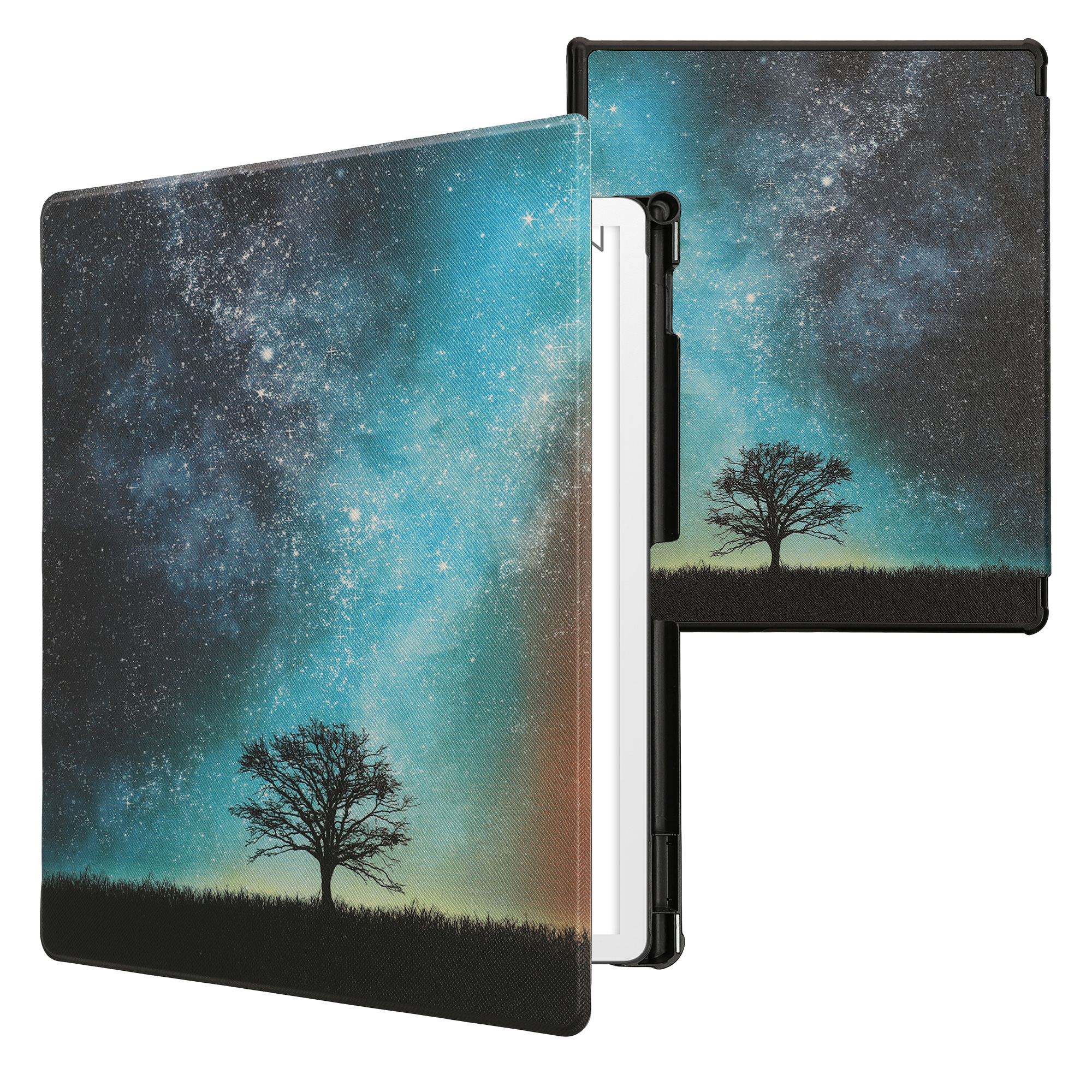 Obal pro Amazon Kindle Scribe 11" (2025) kwmobile - motiv kosmická příroda s modrá / šedá / černá