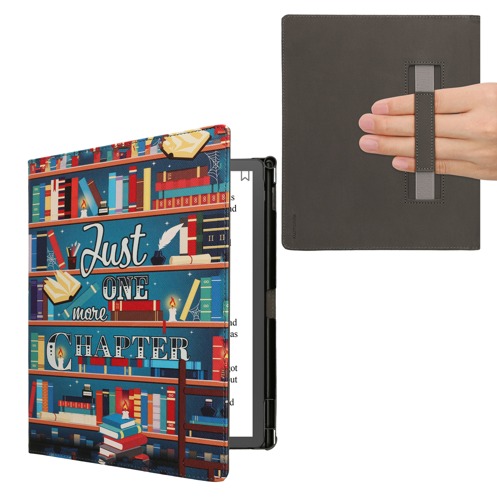 Obal pro Amazon Kindle Scribe 11" (2025) kwmobile s poutkem - motiv knihovní motto s více barev