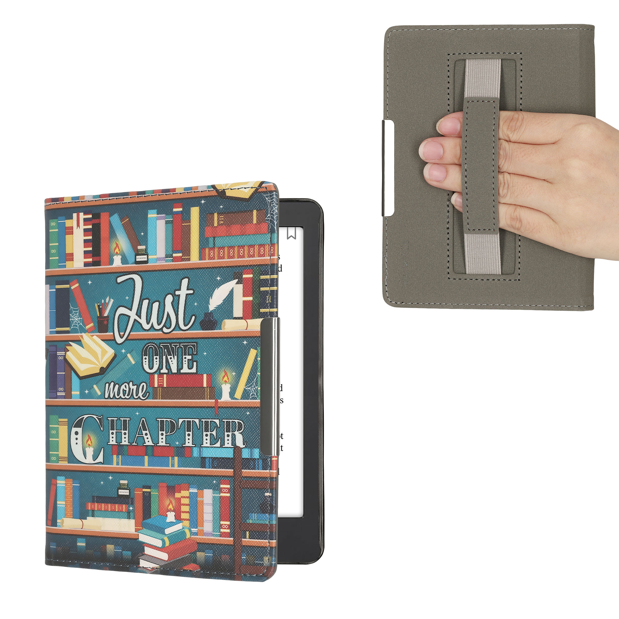Obal pro Kobo Aura Edition 2 kwmobile s poutkem - motiv knihovní motto s více barev