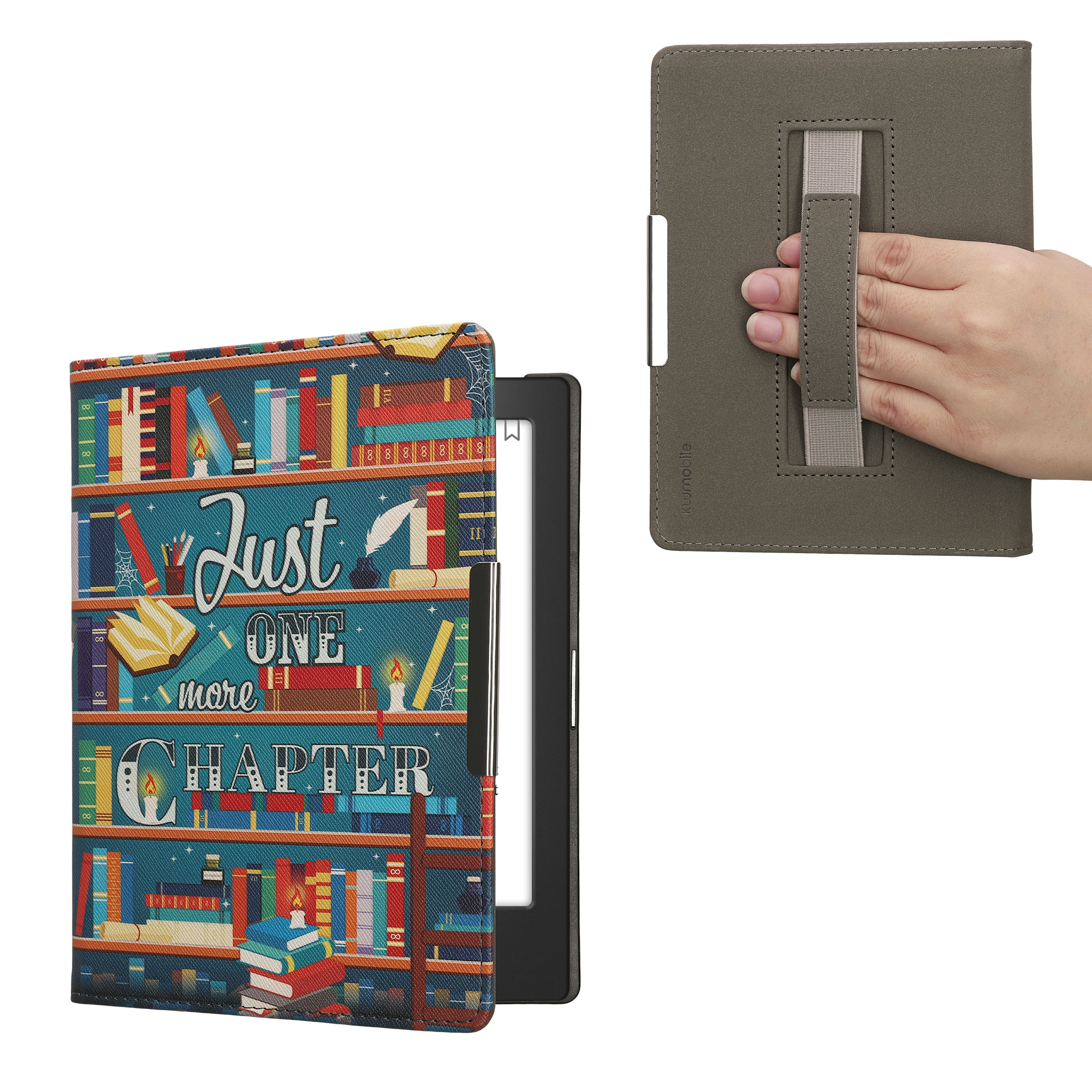 Obal pro Kobo Aura H2O Edition 1 kwmobile s poutkem - motiv knihovní motto s více barev