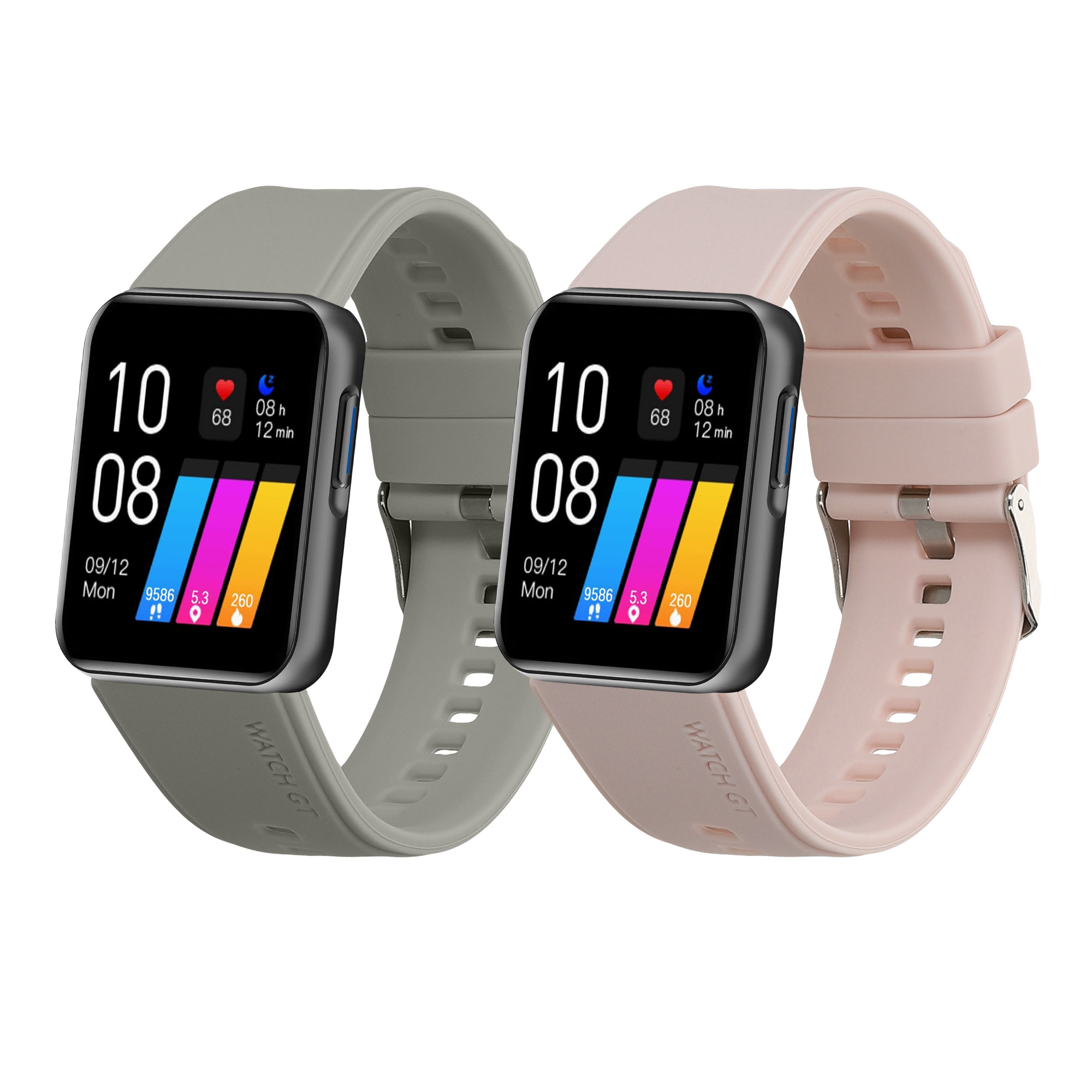 2x Řemínek na chytré hodinky kwmobile pro GRV 22mm Smartwatch - pudrově růžová / šedá