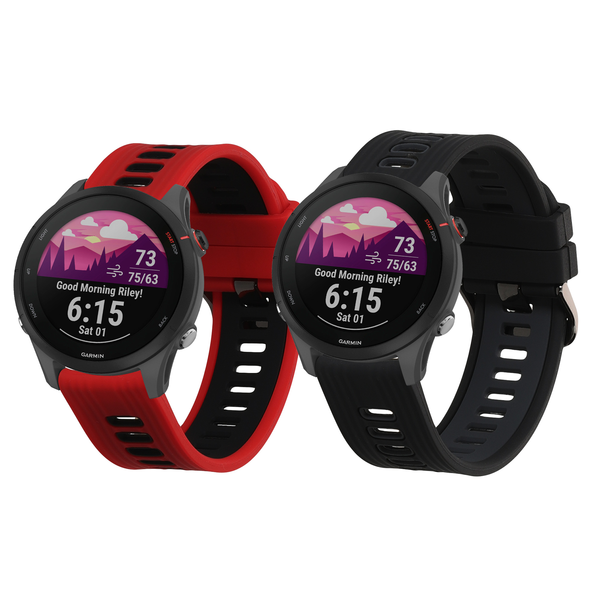 Řemínek Garmin Forerunner 255 / 255 Mu kwmobile silikon 2 ks černá / šedá