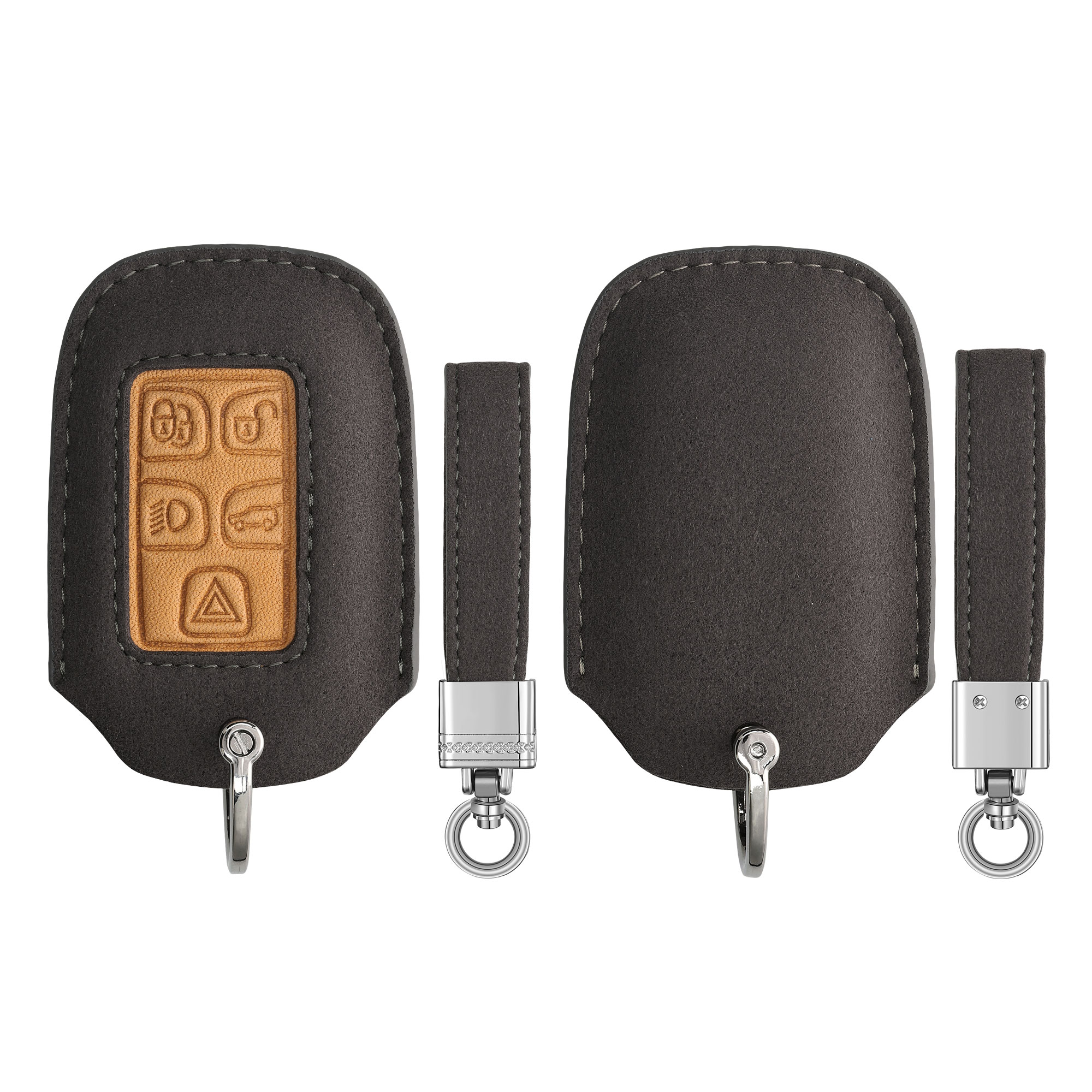 kwmobile pouzdro na klíč Land Rover/Jaguar, šedá / hnědá
