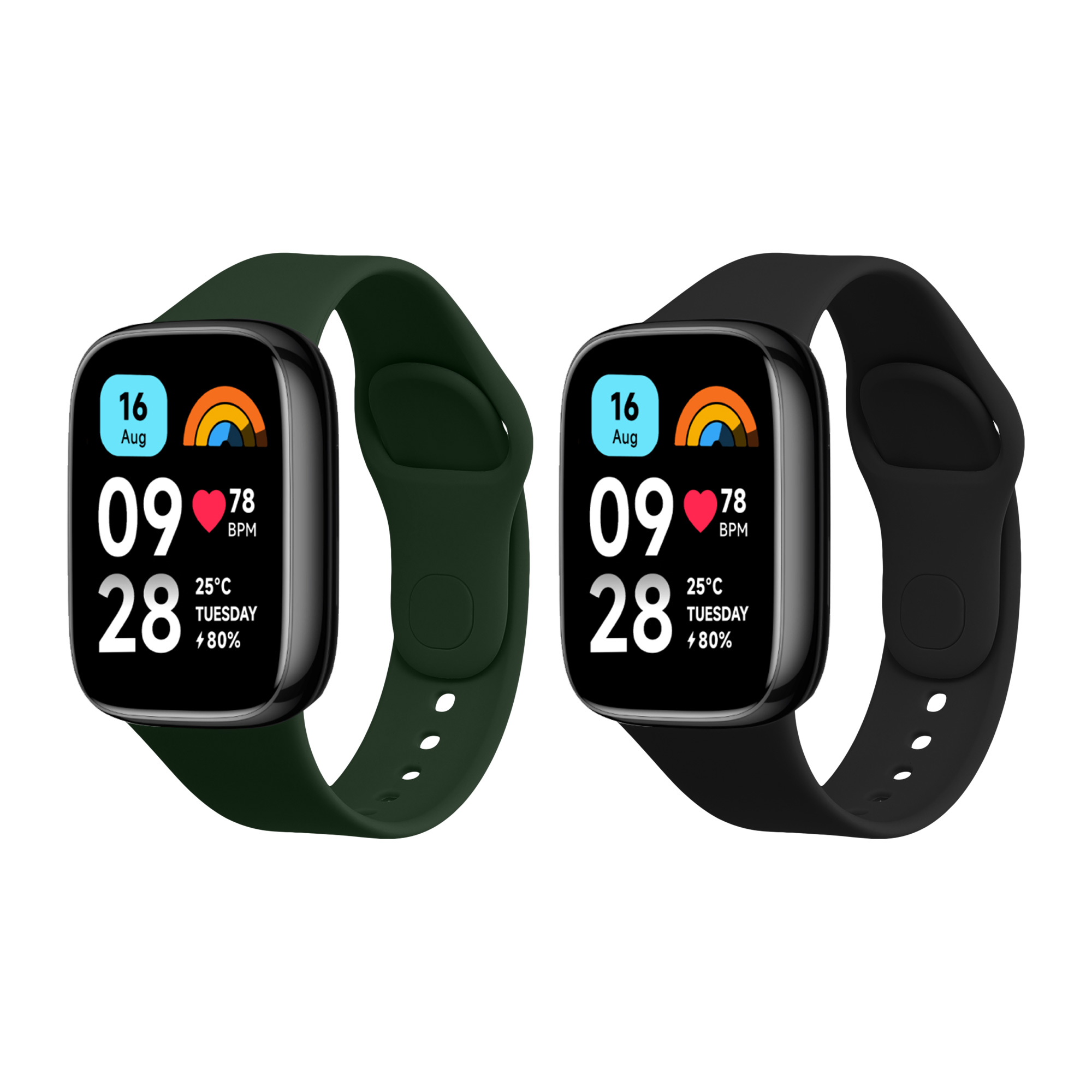 kwmobile řemínek k hodinkám Redmi Watch 3 Active - černá / tmavě zelená