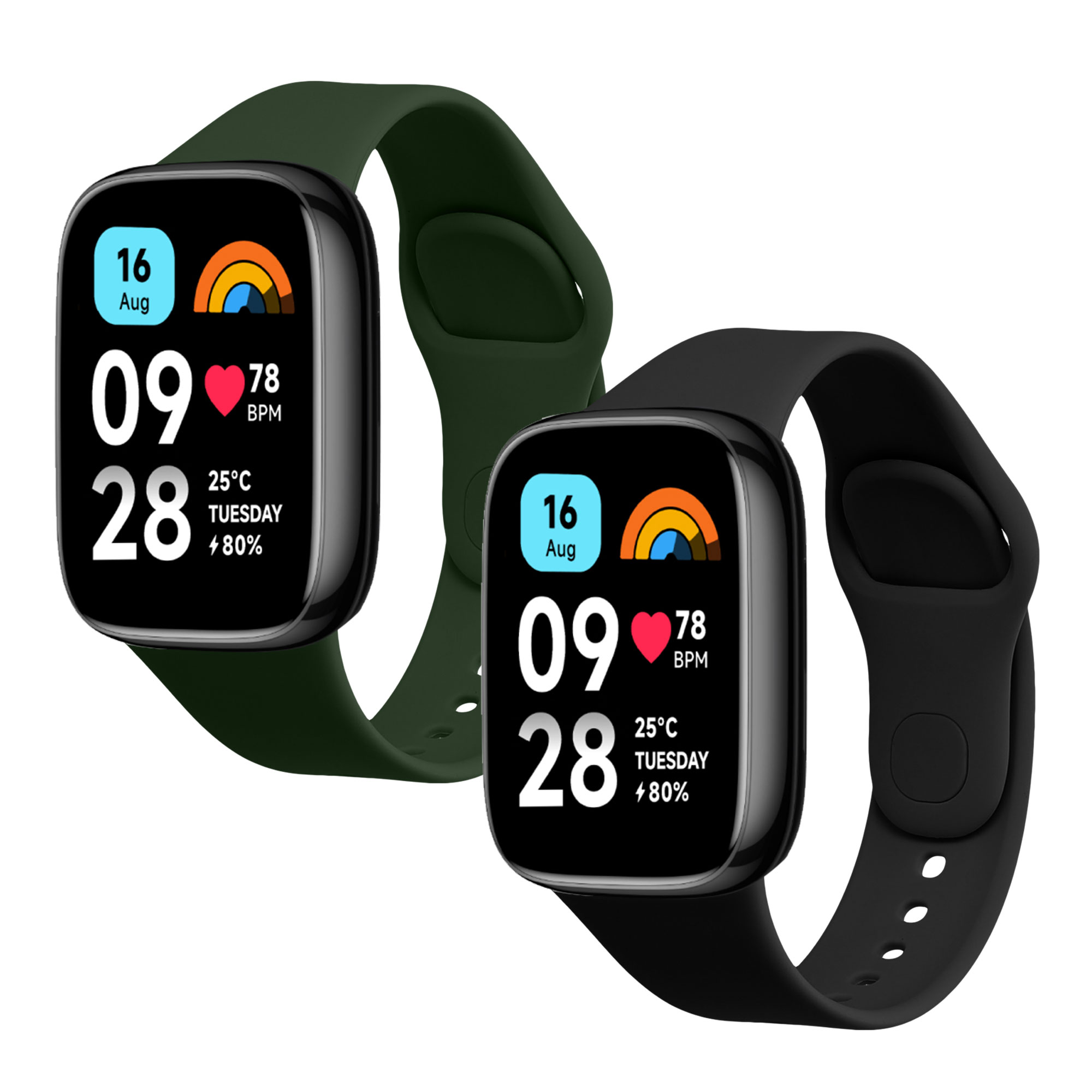 kwmobile řemínek k hodinkám Redmi Watch 3 Active - černá / zelená