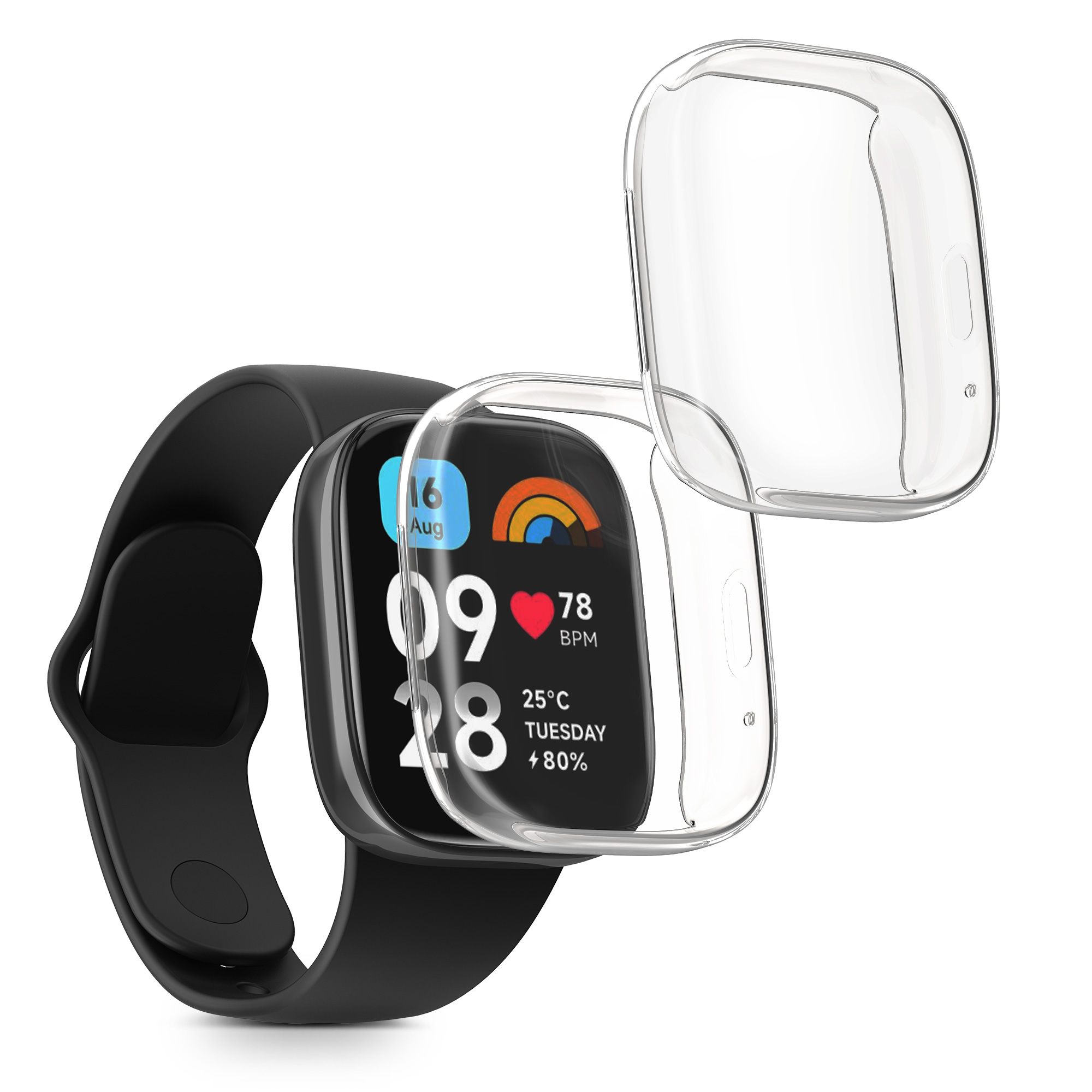 kwmobile ochranný kryt na chytré hodinky Redmi Watch 3 Active - transparentní