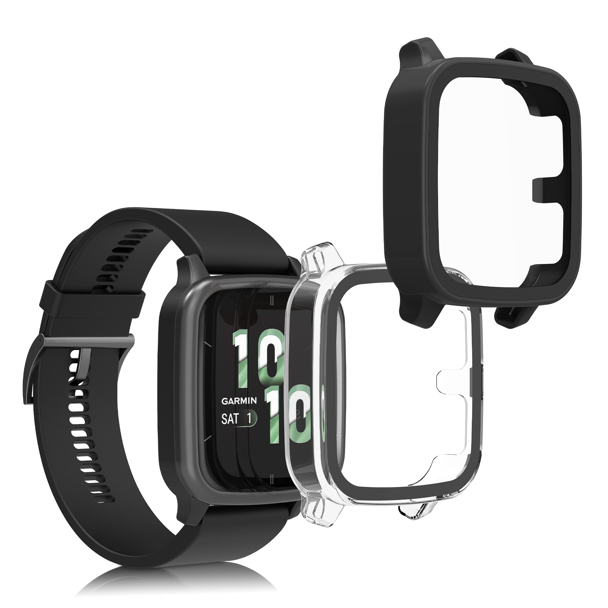 2 ks Ochranný kryt kwmobile pro Garmin Venu Sq 2 Music / Sq 2 - transparentní / černá