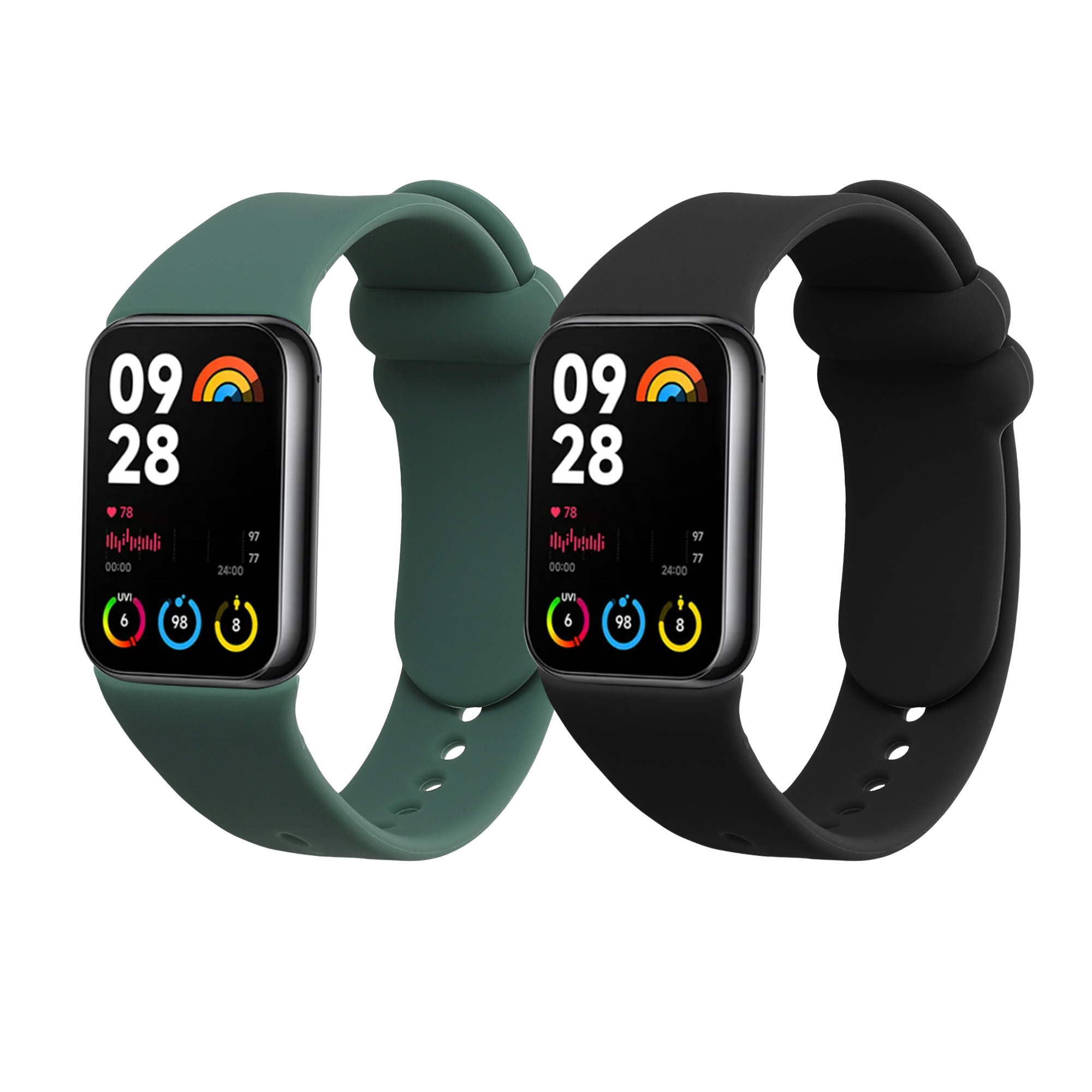 2 ks Řemínek kwmobile Xiaomi Mi, černá / tmavě zelená