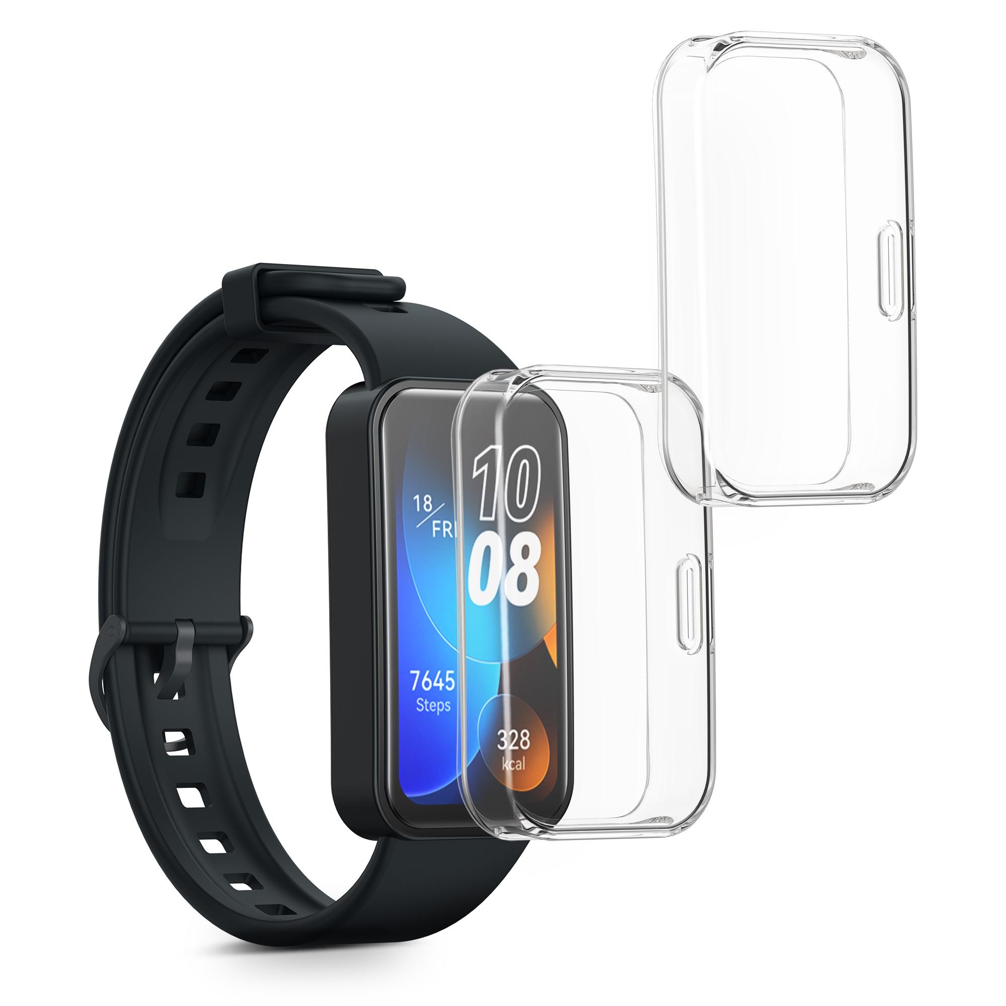 2x obal s ochranným sklem pro Huawei Band 10 / 9 / 8 kwmobile silikonové - transparentní