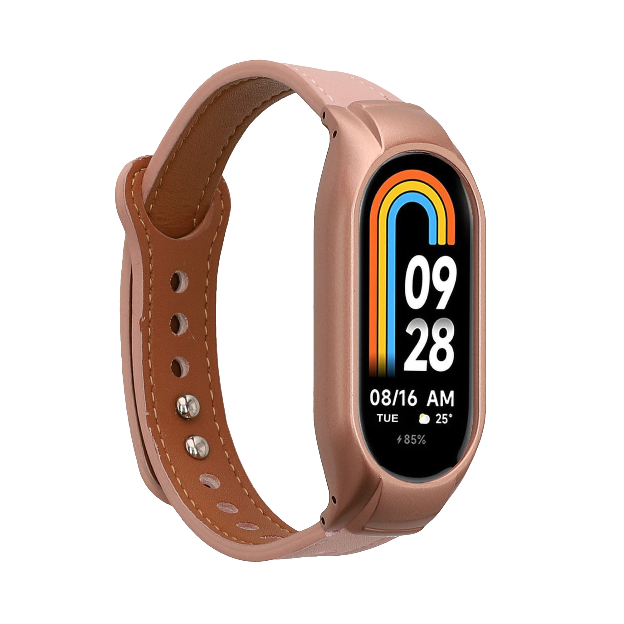 Řemínek Xiaomi Smart Band 10 / Smart Band 9 / 8 Watch kwmobile - pudrově růžová / hnědá