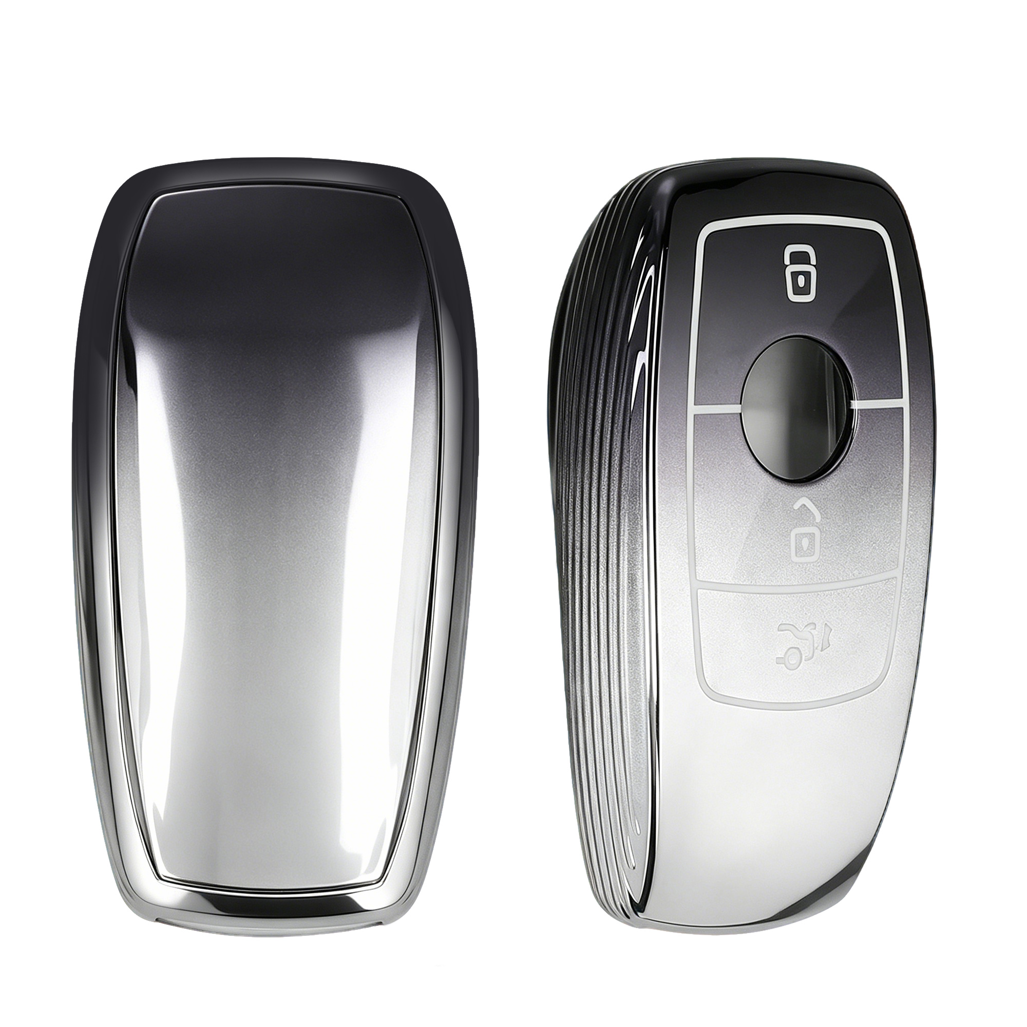 Obal na klíč od auta pro Mercedes-Benz chytrý klíč klíč od auta (only Keyless) kwmobile TPU - tmavě šedá / stříbrná