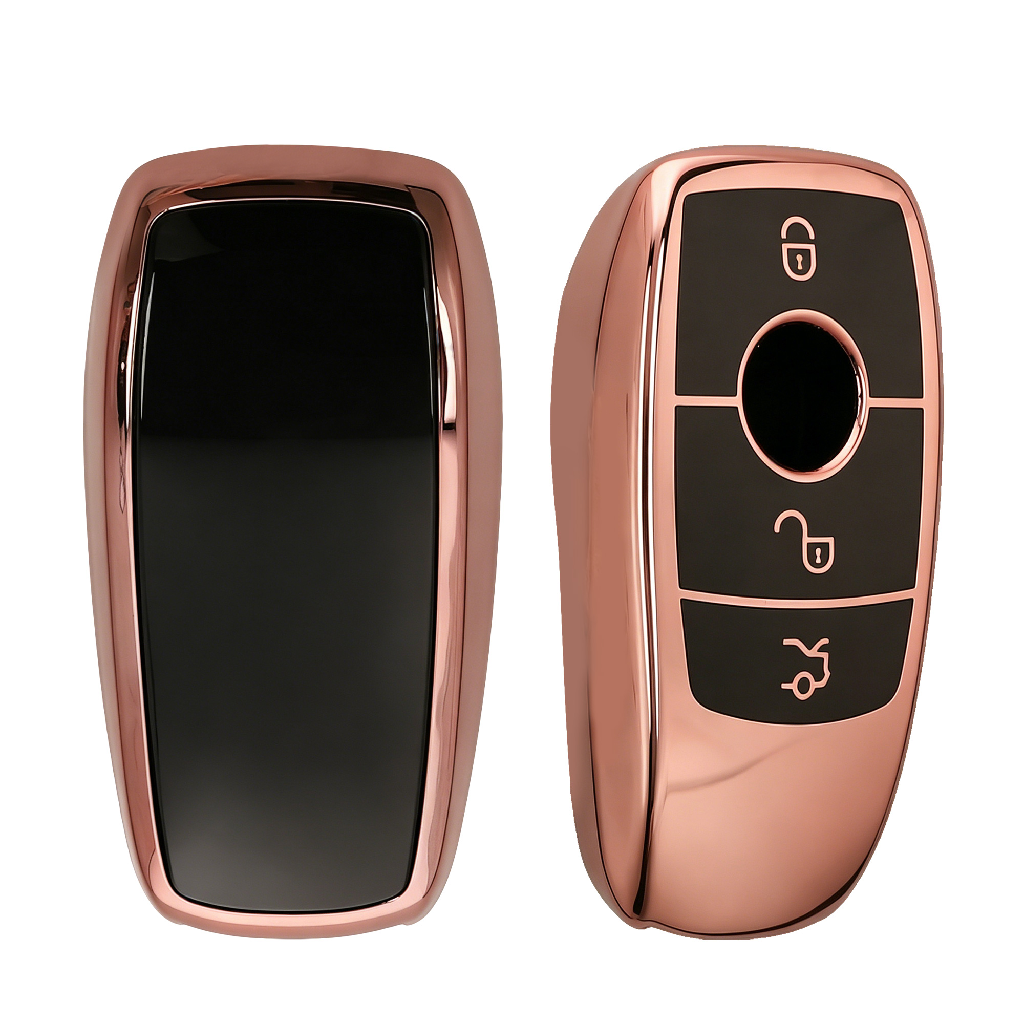 Obal na klíč od auta pro Mercedes-Benz chytrý klíč klíč od auta (only Keyless) kwmobile TPU - lesklé růžové zlato