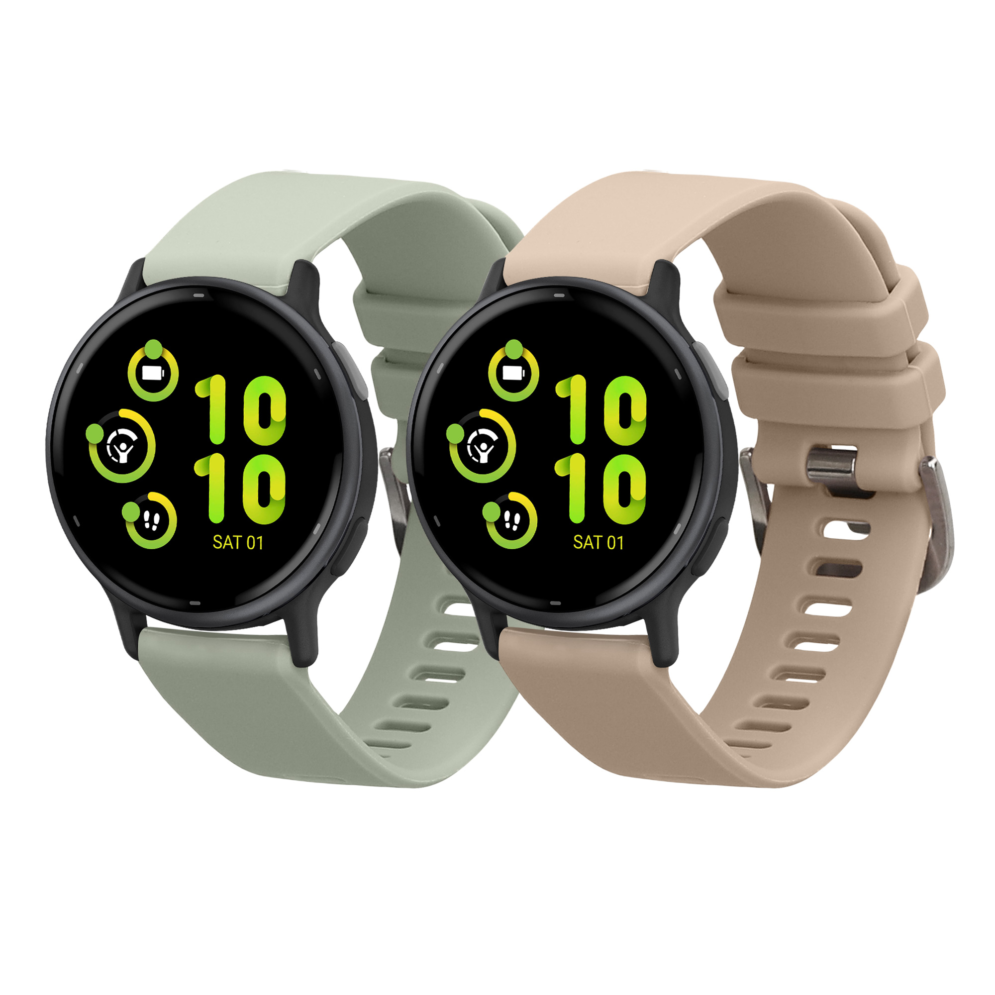 Řemínek kwmobile pro Garmin vivoactive 5 / active 5 - 2 ks, pastelově zelená / krémová