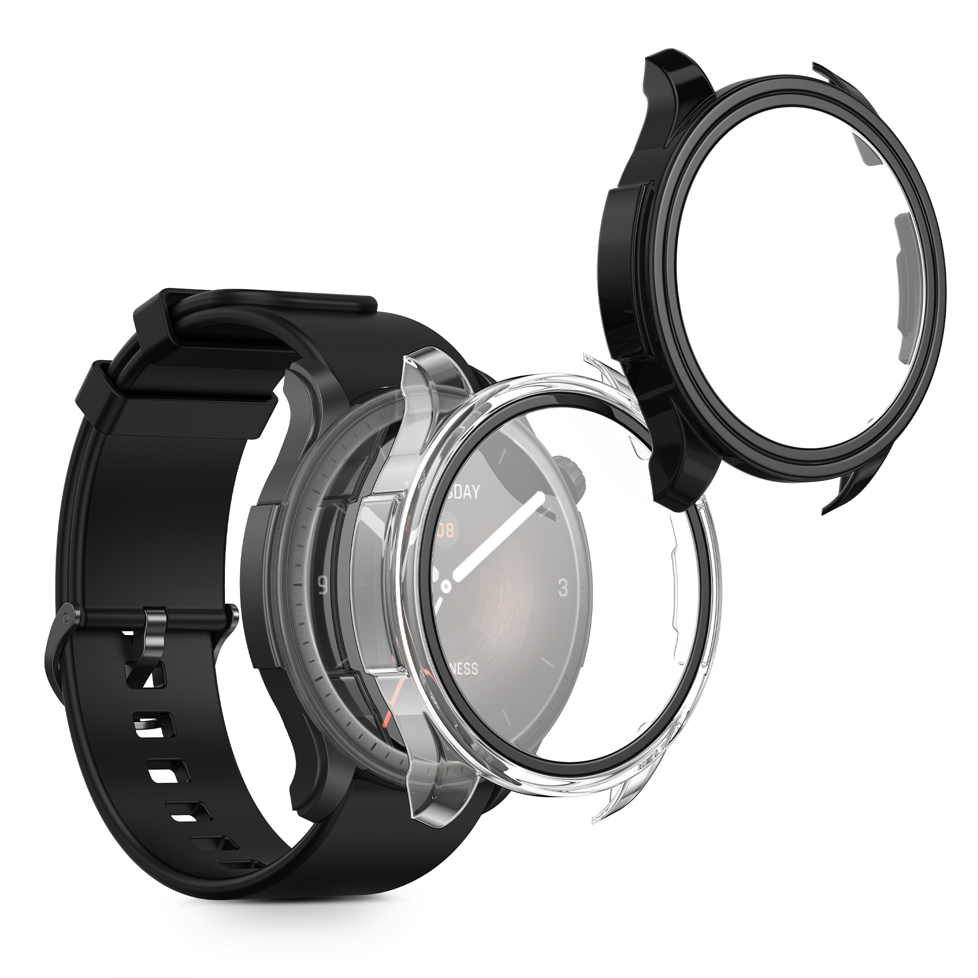 Sada 2 krytů s ochranou displeje pro Huami Amazfit Balance A2286 kwmobile - transparentní a černá 