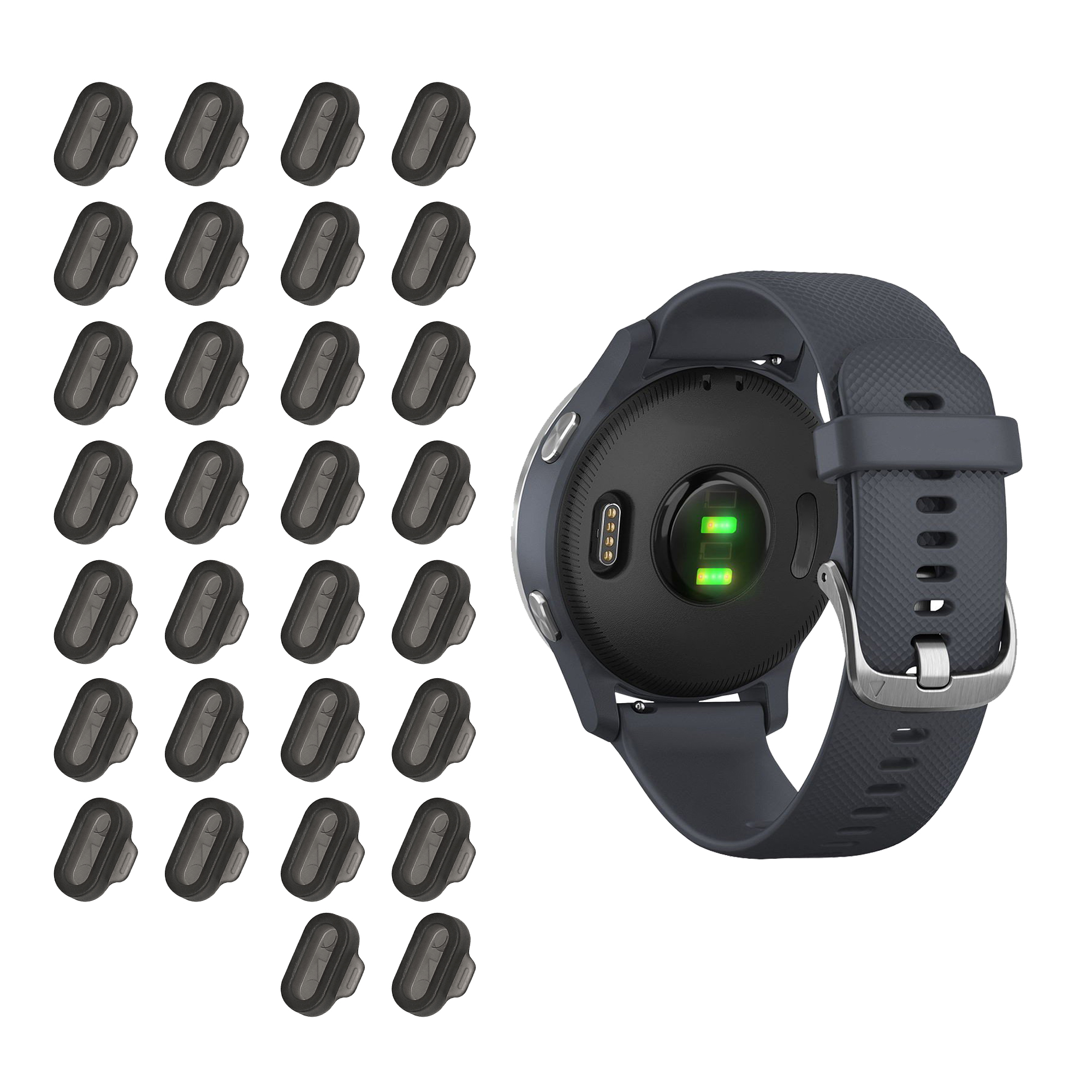 Prachové záslepky pro Garmin Venu / Forerunner / Vivomove / Fenix kwmobile sada 30 ks - černá
