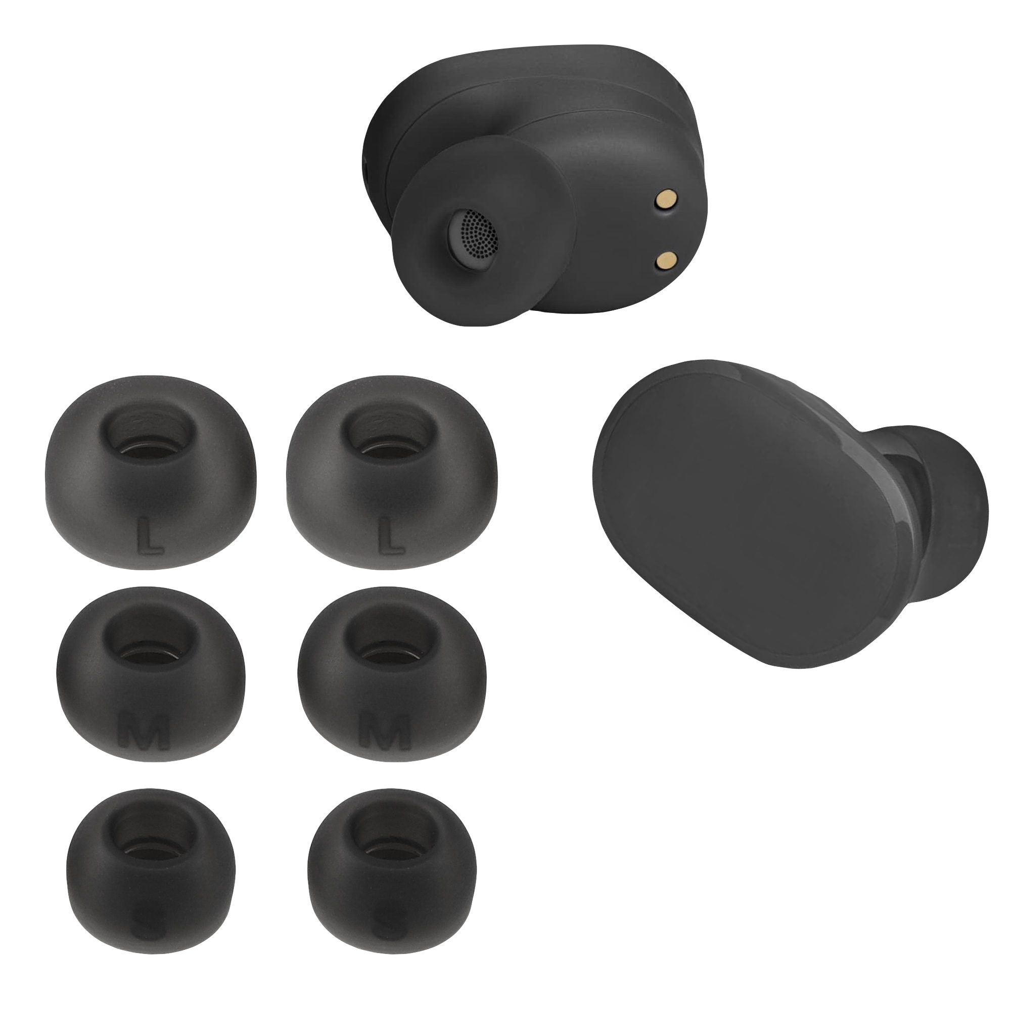 Špunty do sluchátek kwmobile 6 ks pro JBL Tune Buds - černá