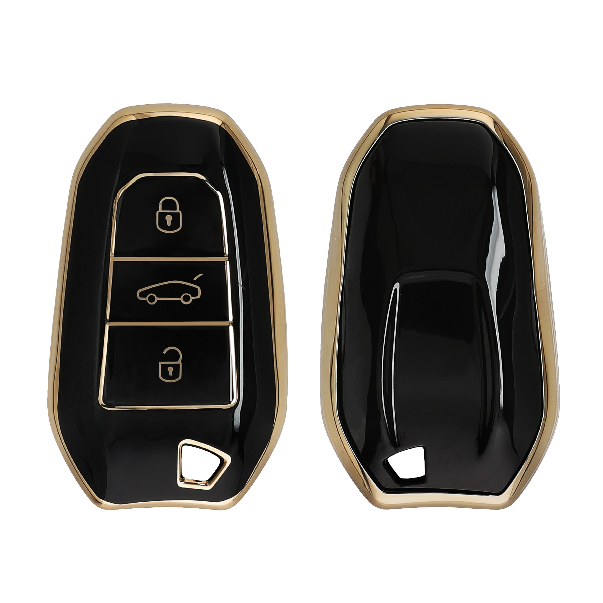 Pouzdro na klíč od auta kwmobile pro Opel 3 Button Car Key Smart Key only Keyless Go, černá / zlatá