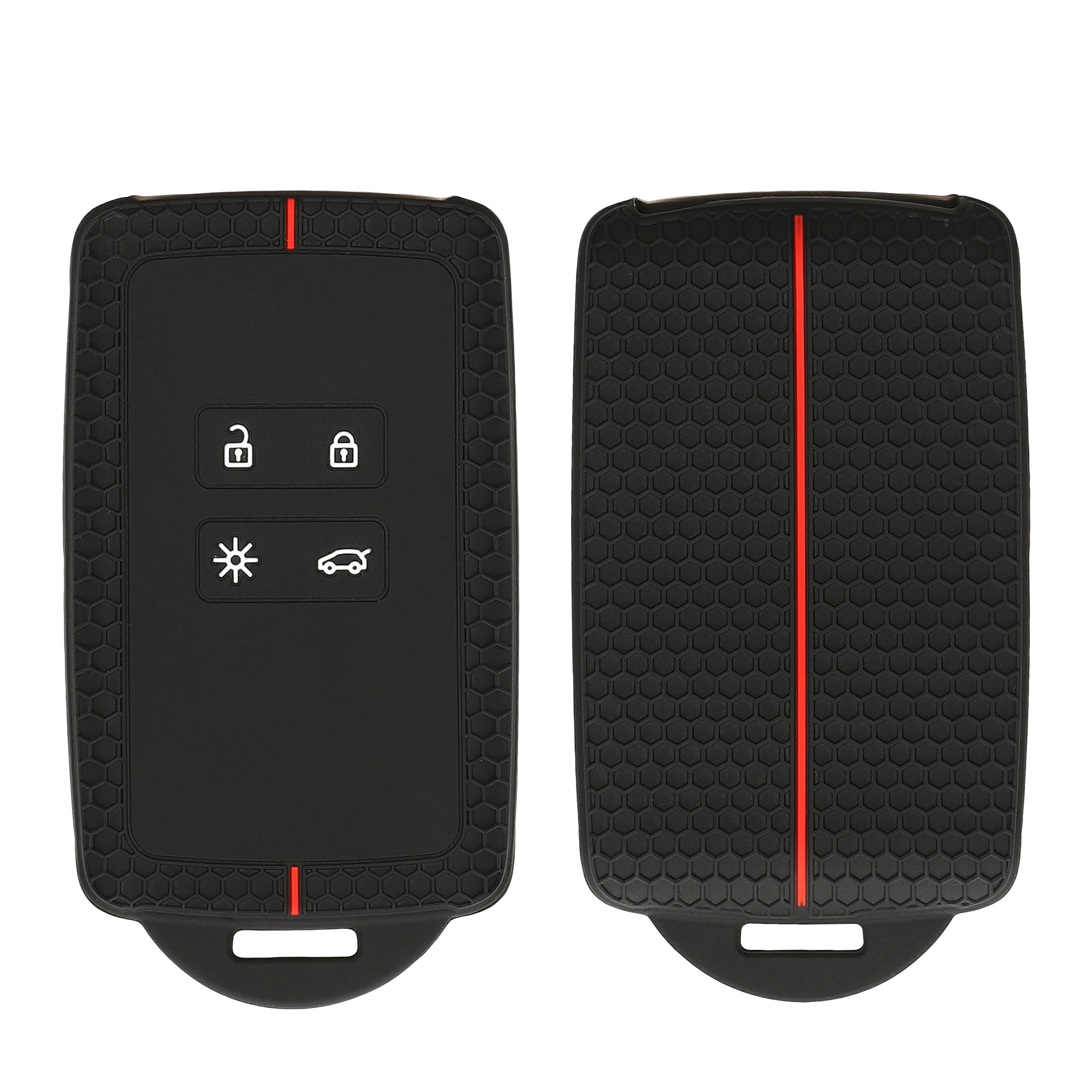 Silikonové pouzdro na klíč od auta pro Renault klíč se 4 tlačítky Smart Key (pouze Keyless Go) kwmobile - černá / červená
