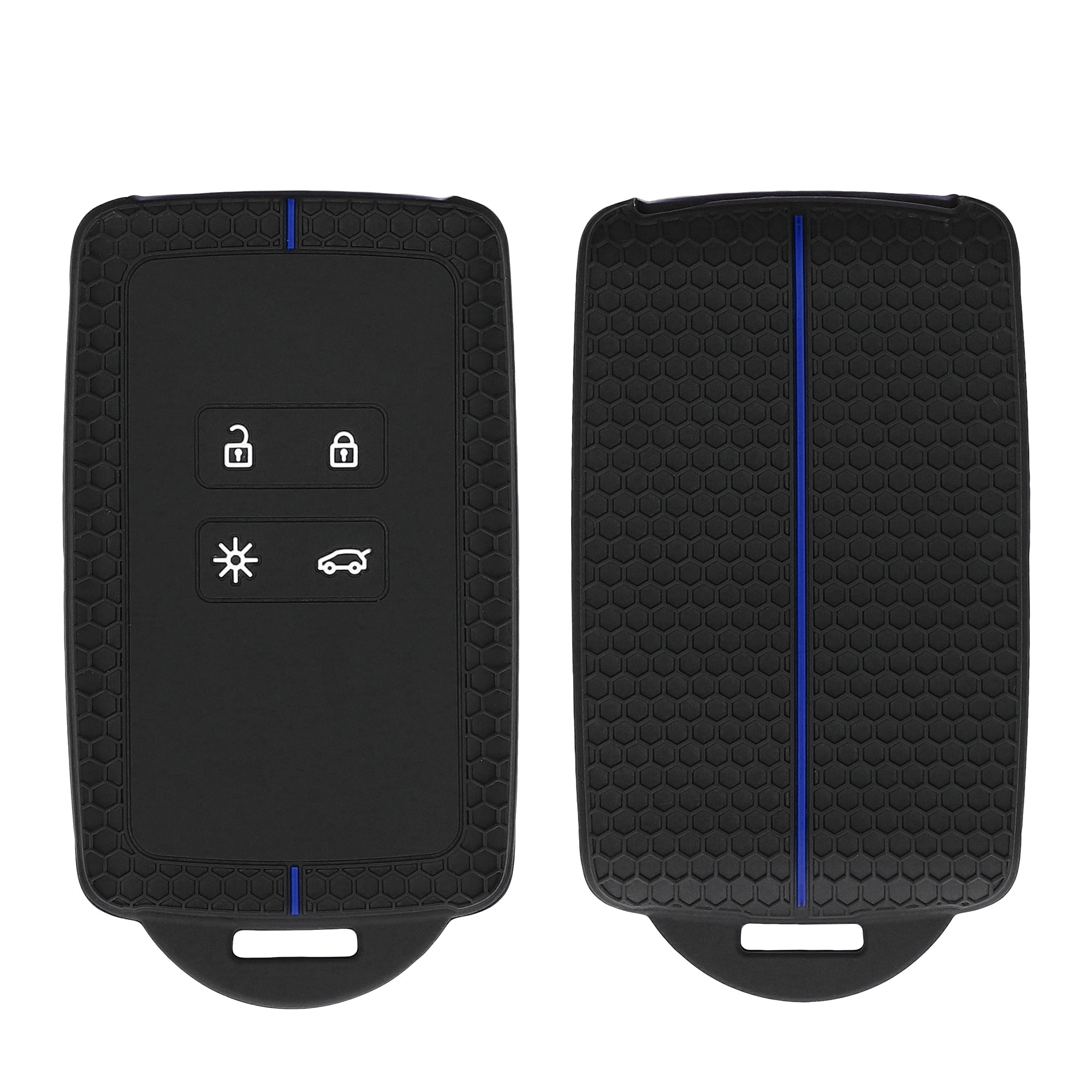 Silikonové pouzdro na klíč od auta pro Renault klíč se 4 tlačítky Smart Key (pouze Keyless Go) kwmobile - černá / modrá