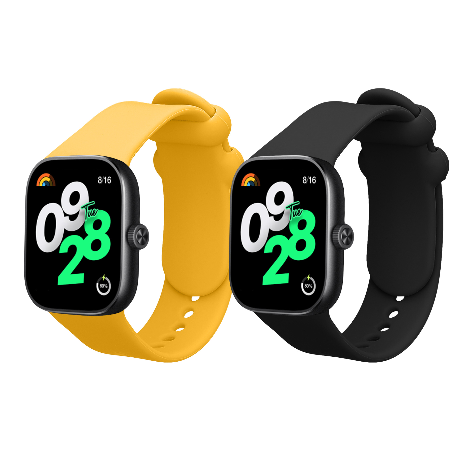 Řemínky pro Xiaomi Redmi Watch 4 / Watch 5 / Watch 5 eSIM kwmobile silikonové - černá / žlutá