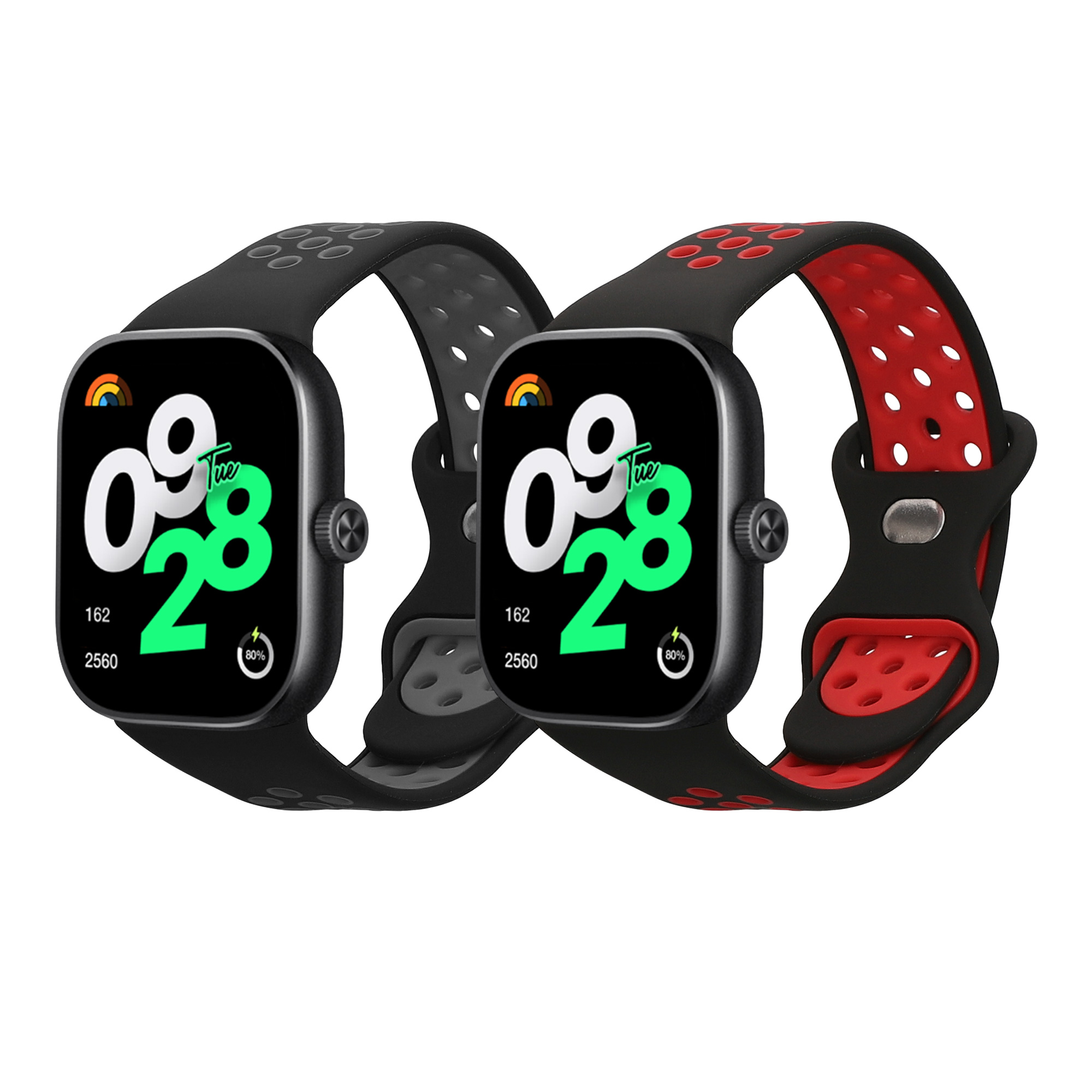 Řemínky pro Xiaomi Redmi Watch 4 kwmobile silikonové - černá / červená / černá / šedá