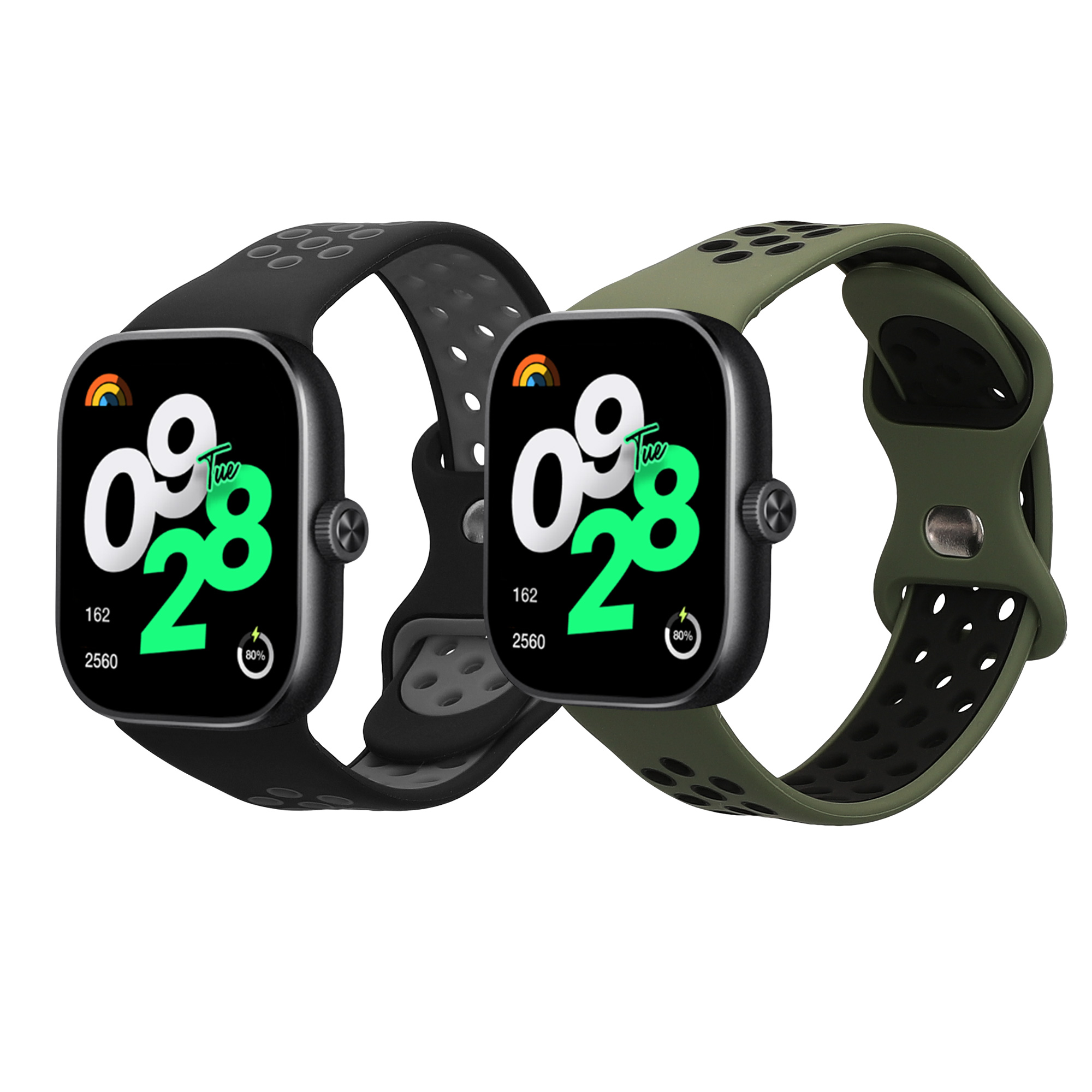 kwmobile řemínek k hodinkám Redmi Watch 4 - černá / šedá / tmavě zelená / černá