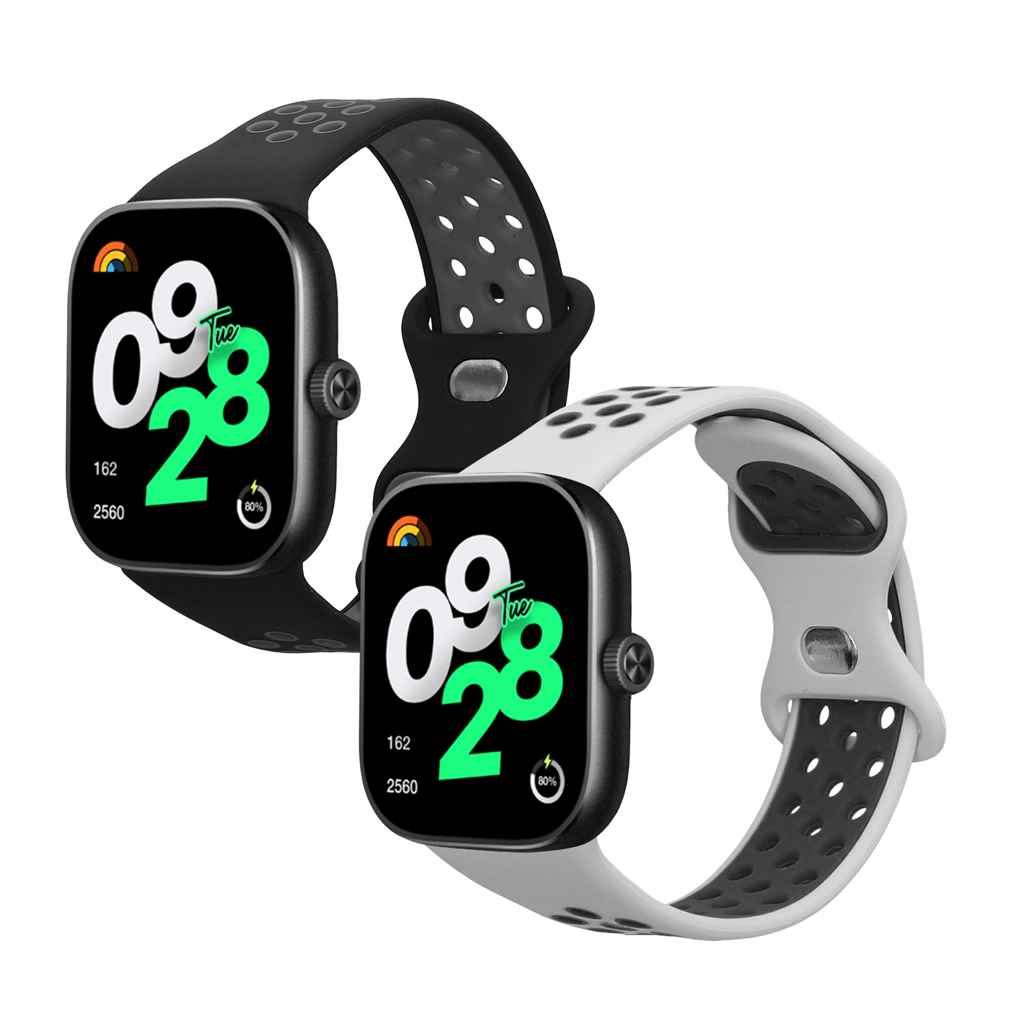 kwmobile řemínek k hodinkám Redmi Watch 4 - černá / šedá / bílá / černá