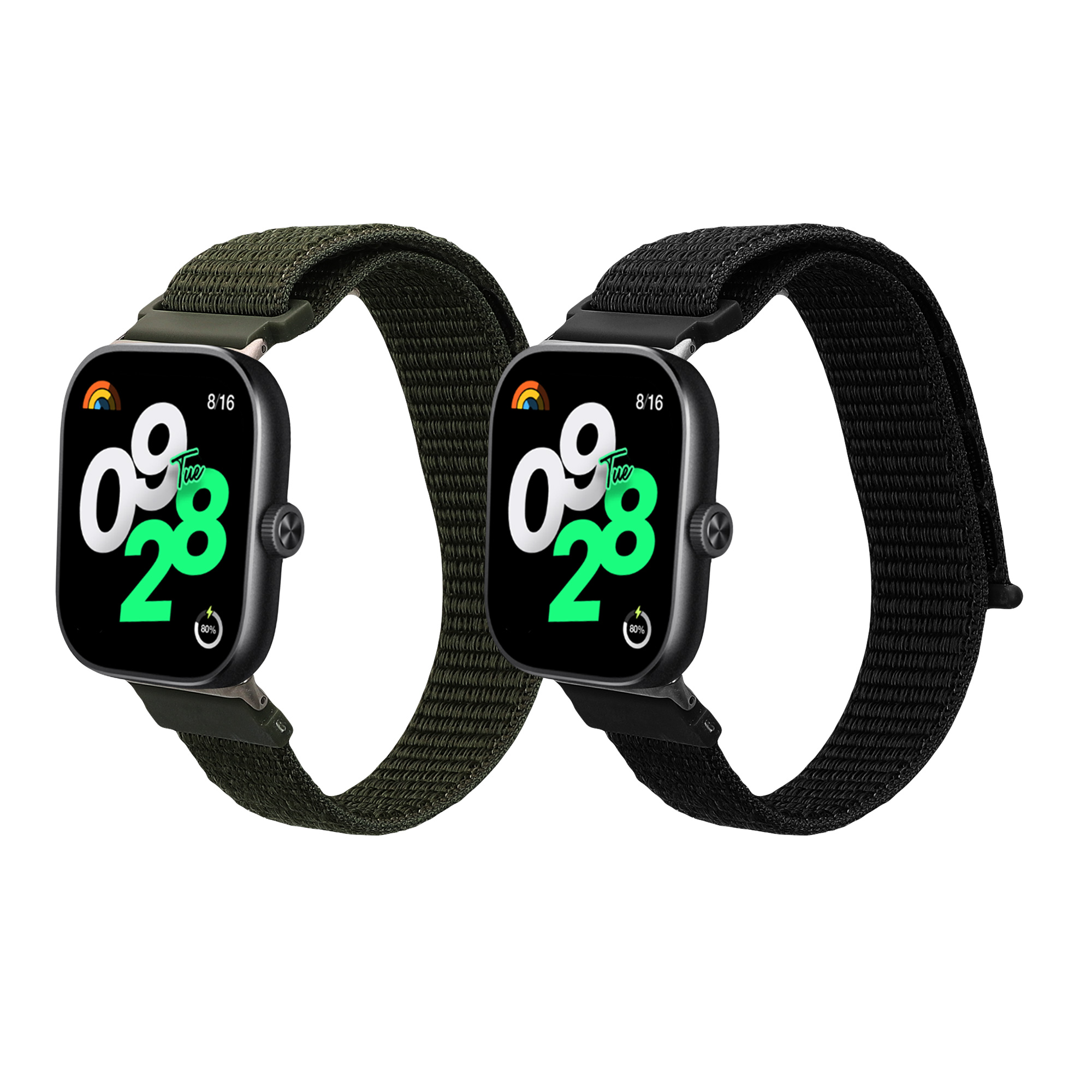 kwmobile řemínek k hodinkám Redmi Watch 4 / - černá / tmavě zelená