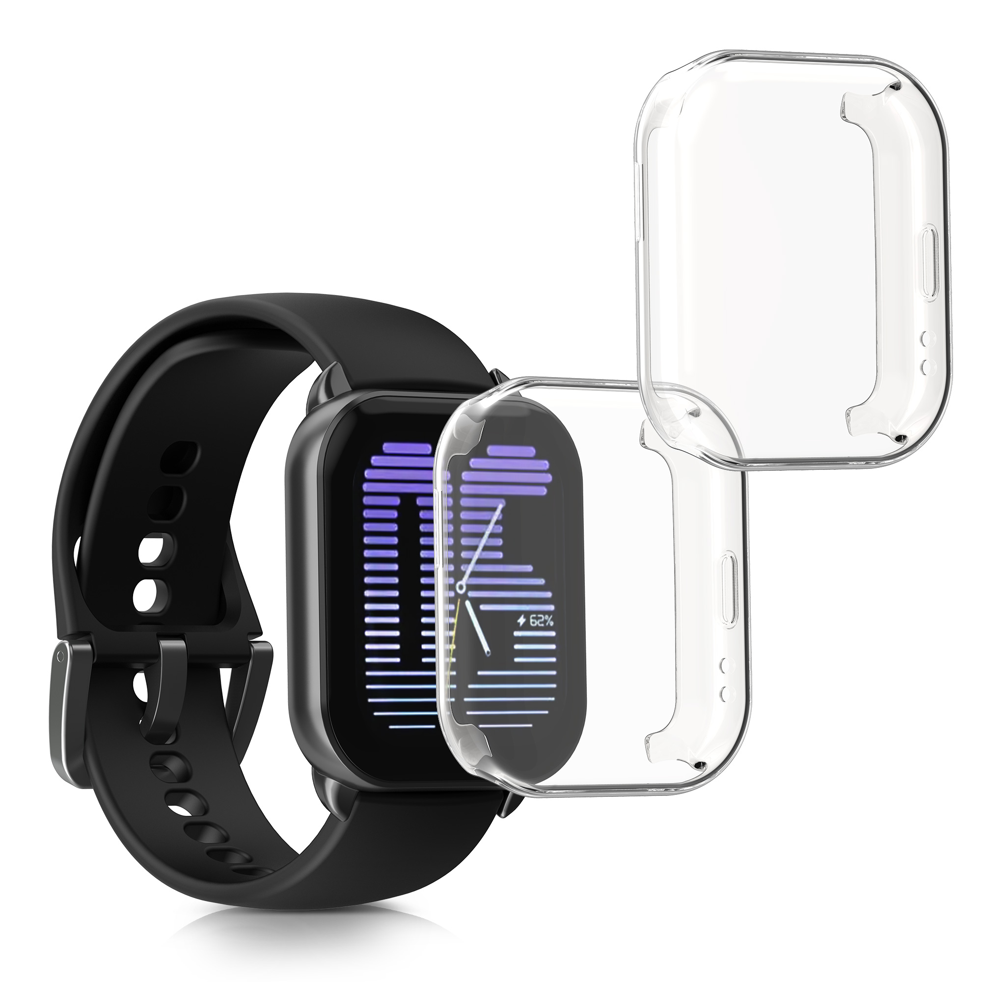 2x obal s ochranným sklem pro Amazfit Active (A2211) kwmobile silikonové - transparentní