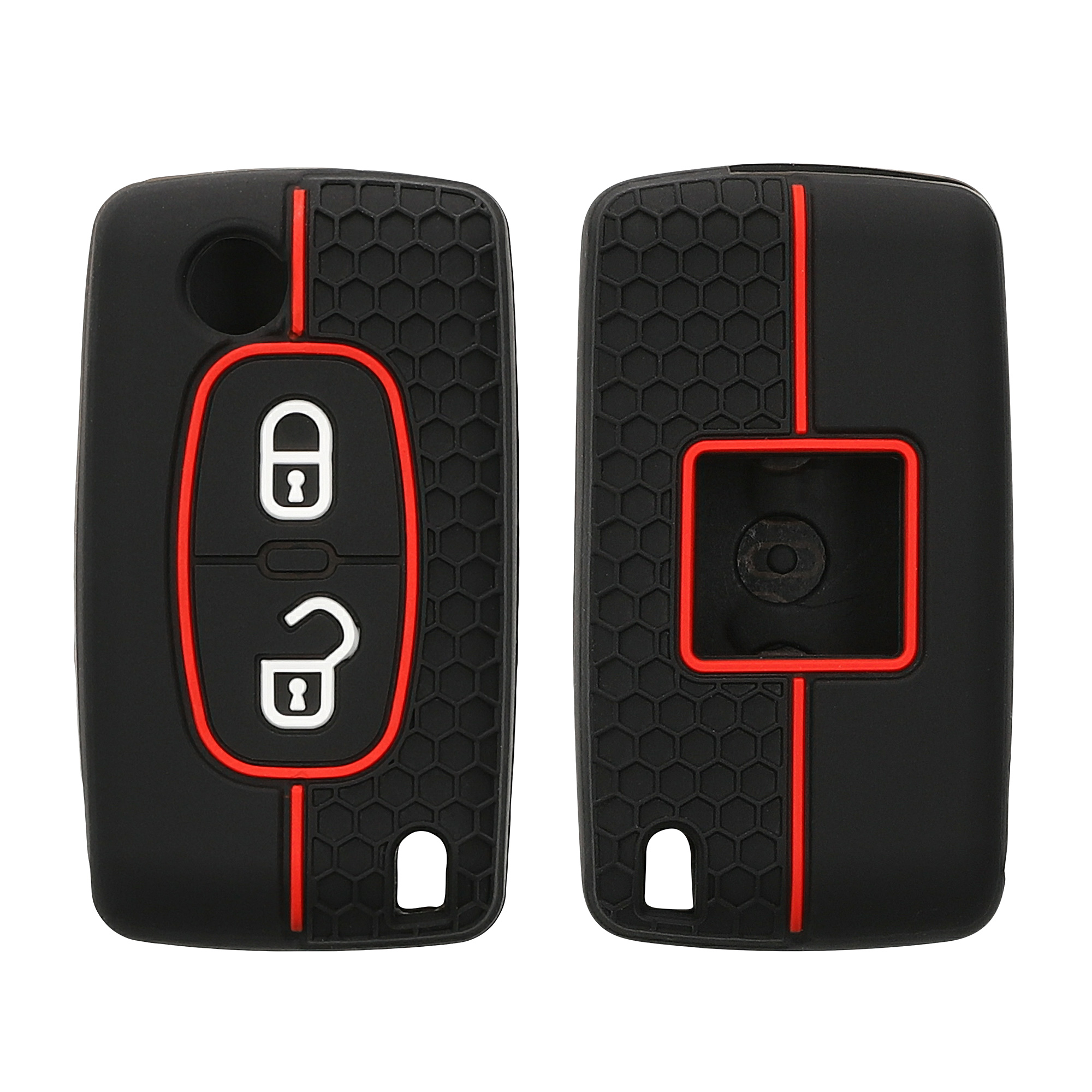 Pouzdro na klíč od auta Peugeot Citroen 2 Button Car Flip kwmobile - černá / červená