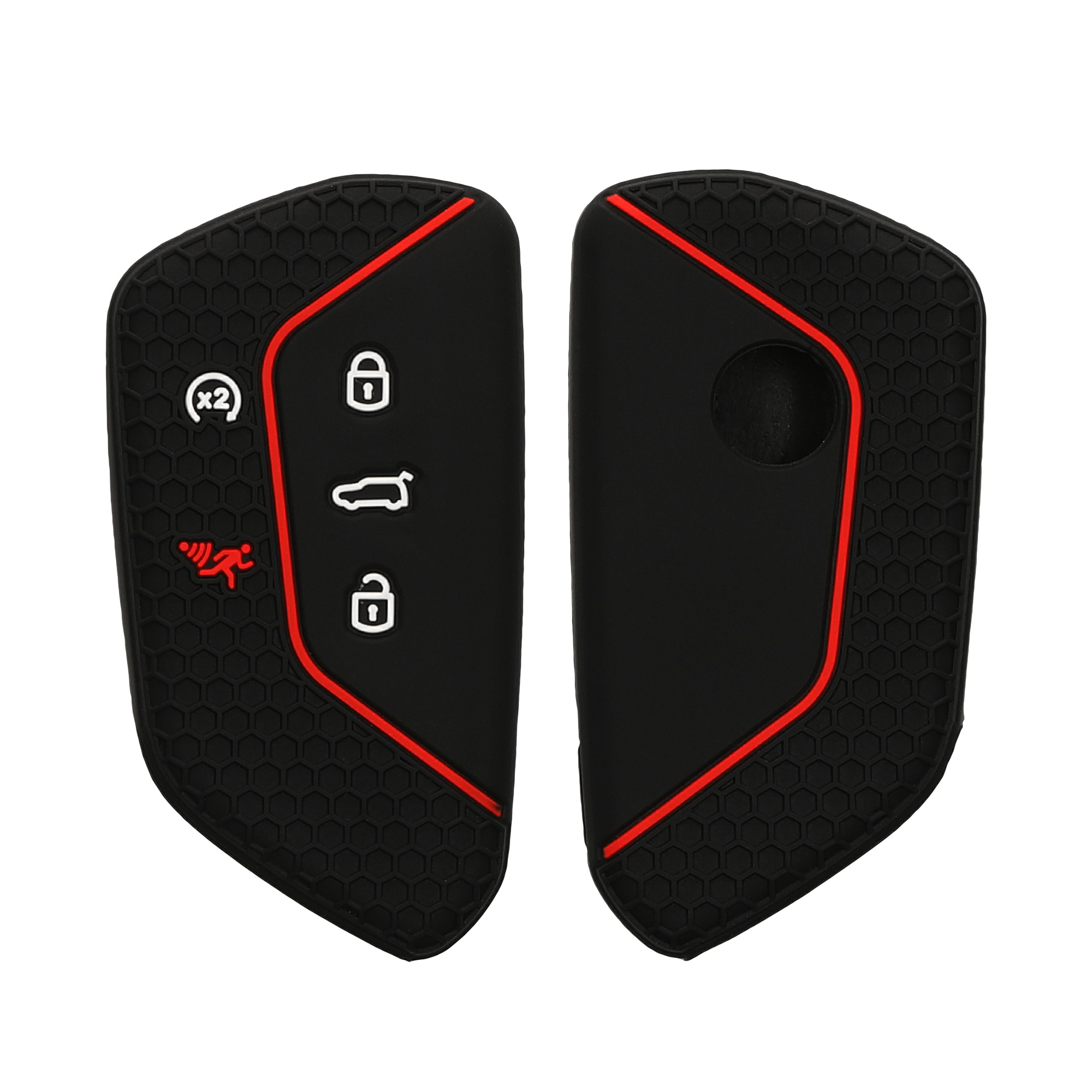 Pouzdro na klíč od auta kwmobile pro VW Golf 8, ID.3/ID.4/ID.5/ID.7, Seat/Škoda/Cupra - černá / červená