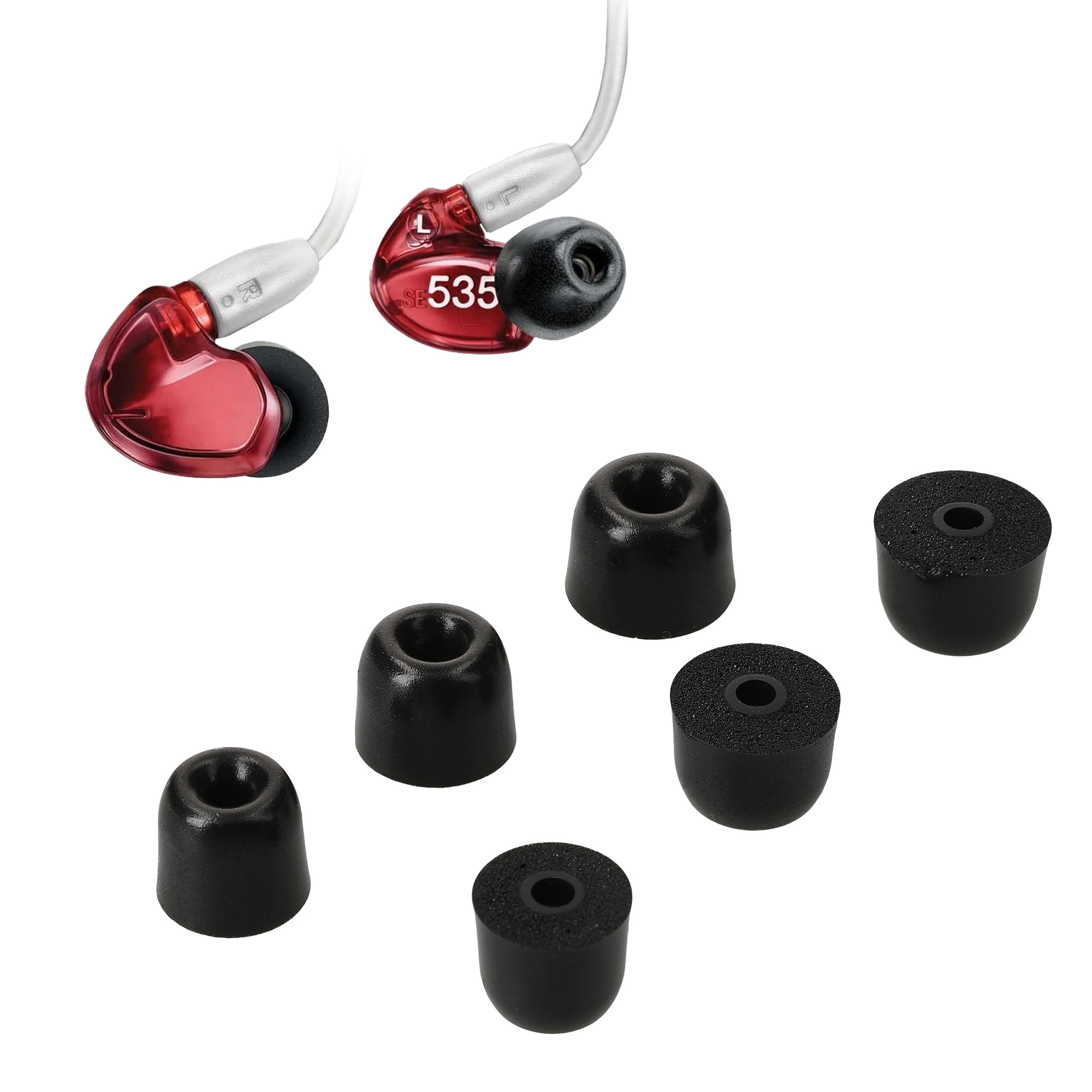 Sada 6 náhradních špuntů pro Shure AONIC 215 / SE215 / SE846 / SE535 / SE112 kwmobile - černá 