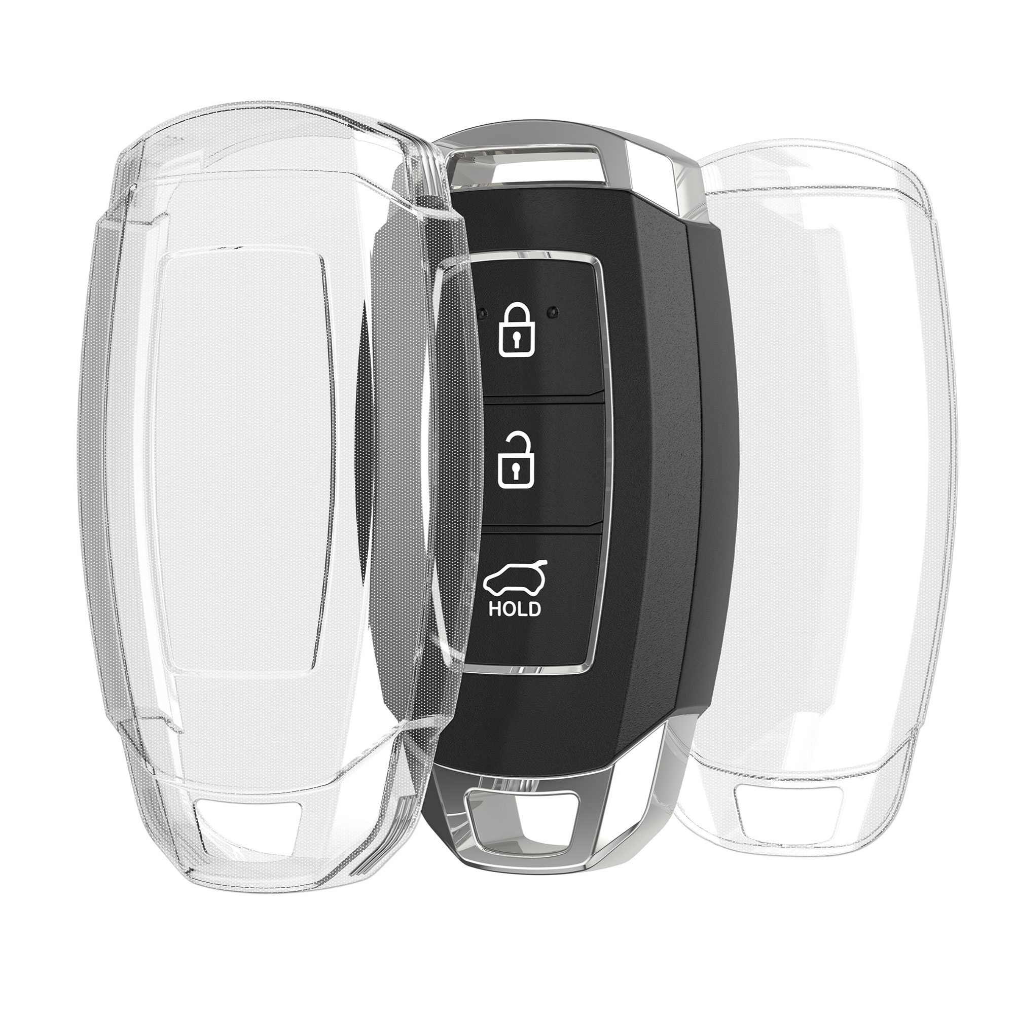 Pouzdro na klíč od auta kwmobile pro Hyundai 3 Button Car Key Keyless Go - čirá