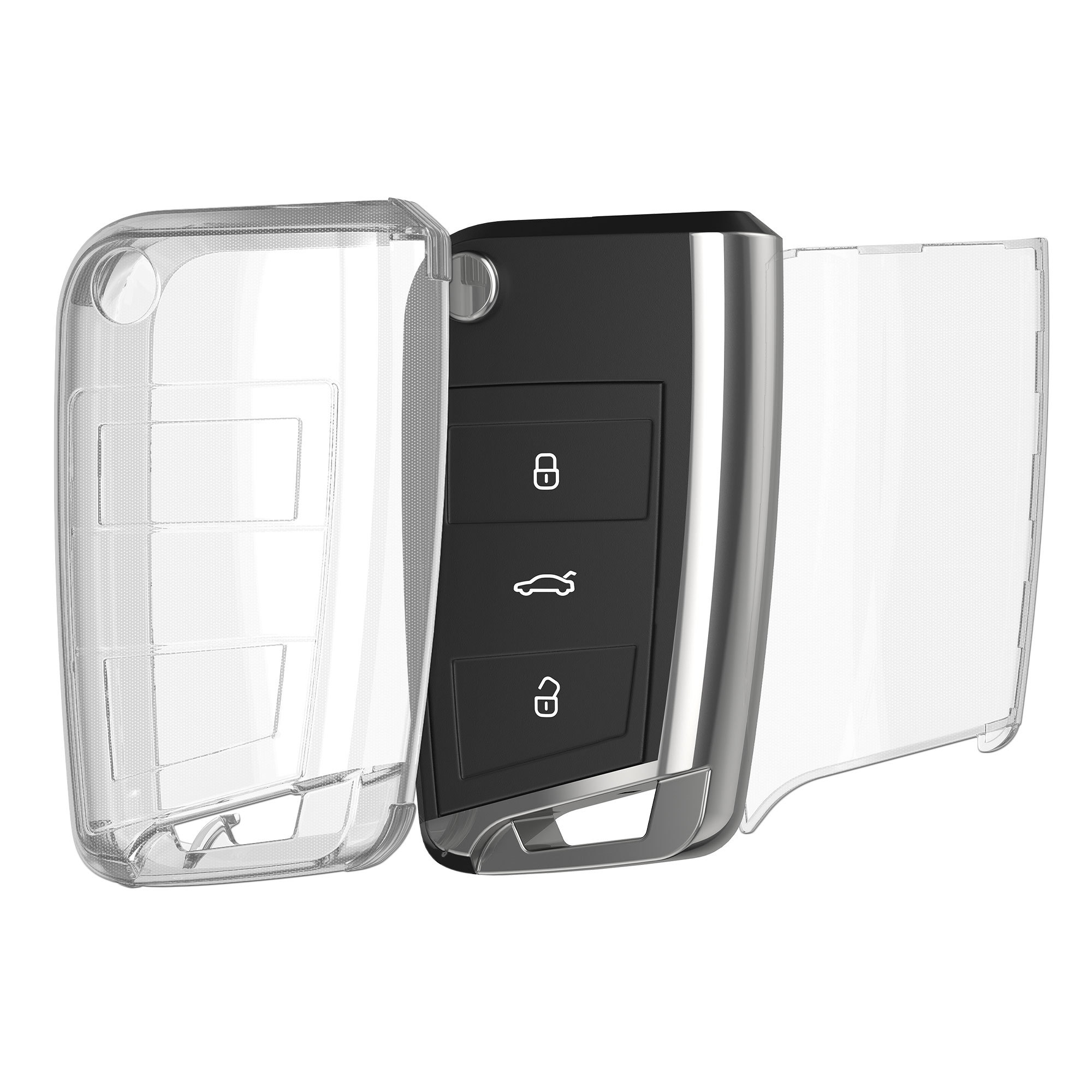 Pouzdro na klíč kwmobile pro VW Golf 7 MK7 3tlačítkový klíč - transparentní