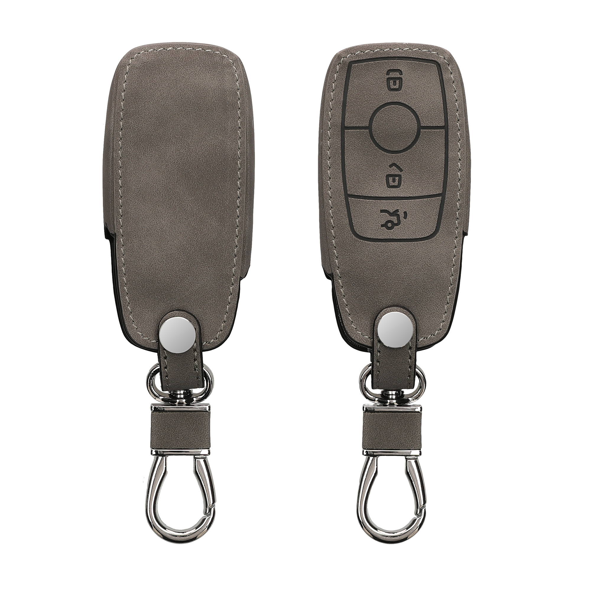 Peněženkový obal ze syntetické kůže na klíč Mercedes-Benz Smart Key (Keyless) kwmobile ‑ světle šedá