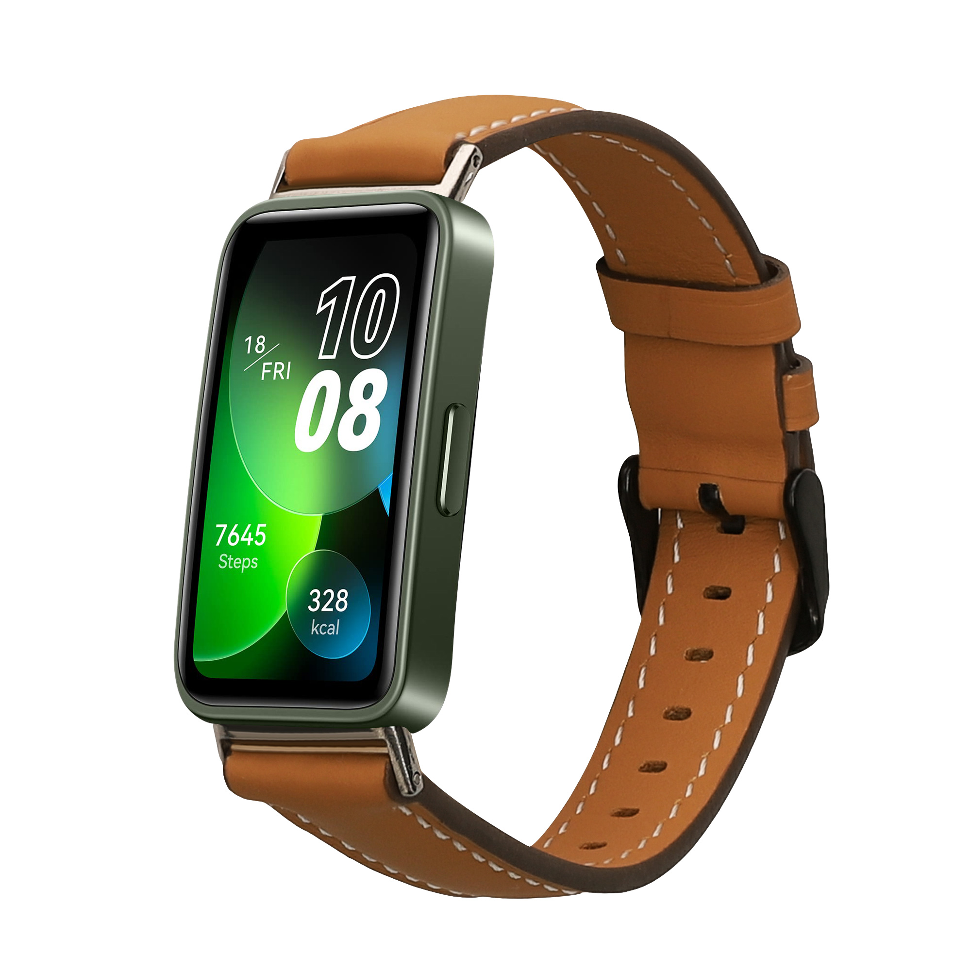 Kožený řemínek na chytré hodinky Huawei Band 10 / 9 / 8 hnědé