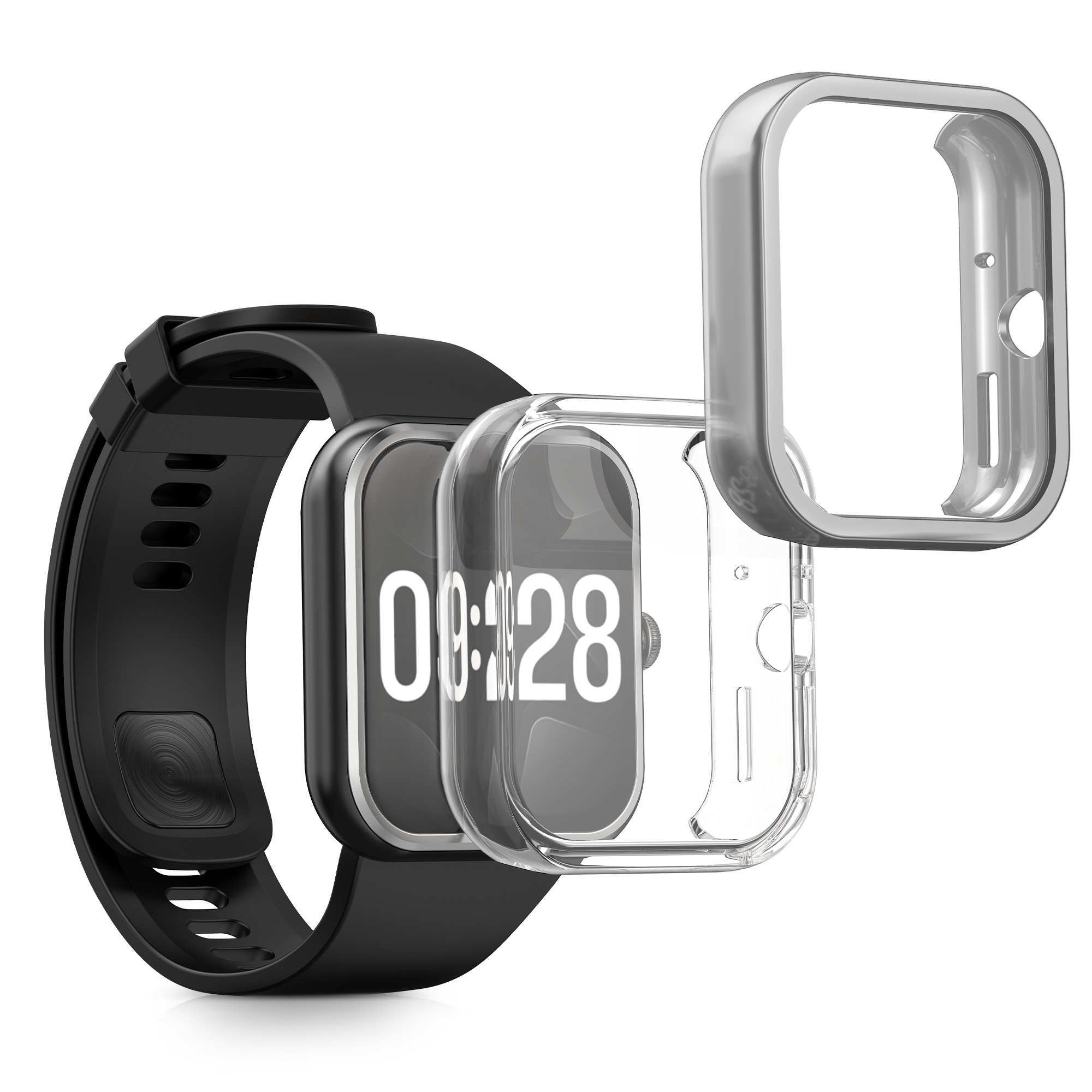 kwmobile ochranný kryt na chytré hodinky Redmi Watch 4 - transparentní / stříbrná